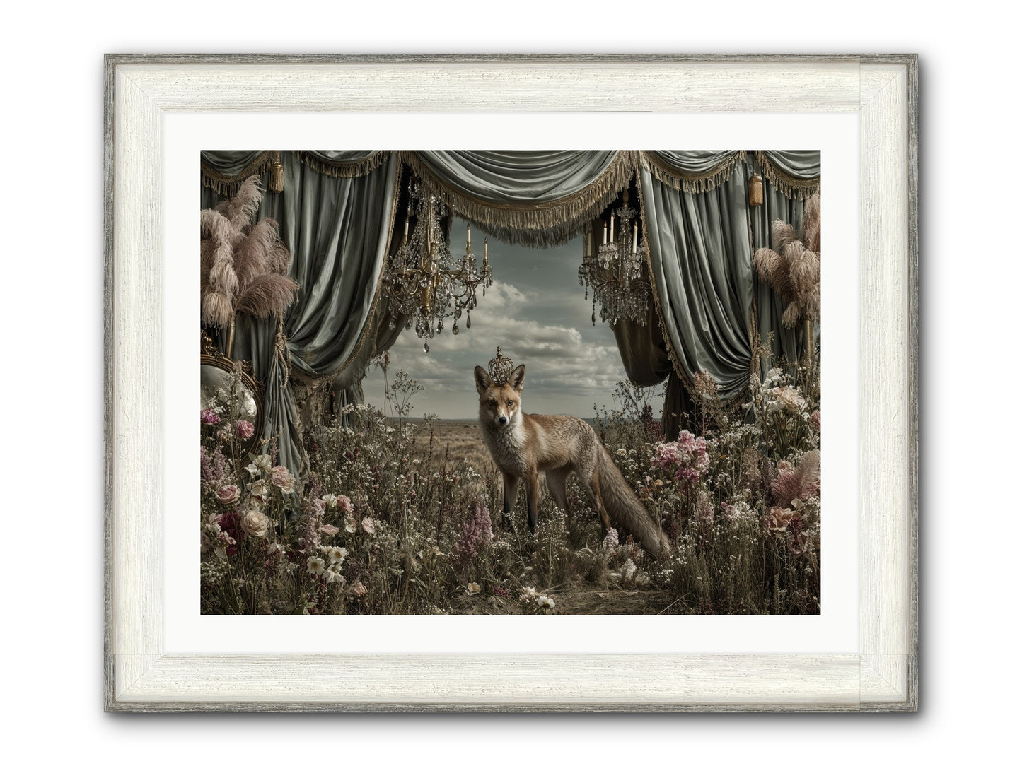 The Balcony at Moon’s End Framed Print - Driftwood White 32x24