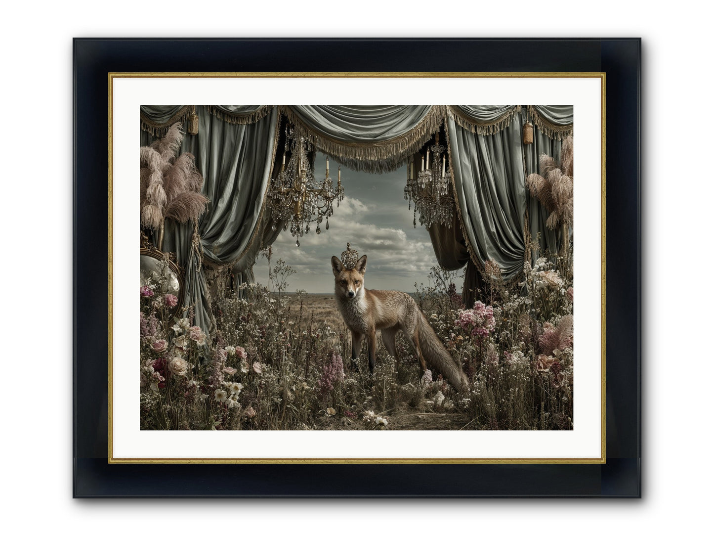 The Balcony at Moon’s End Framed Print - Wide Black w/Gold 32x24