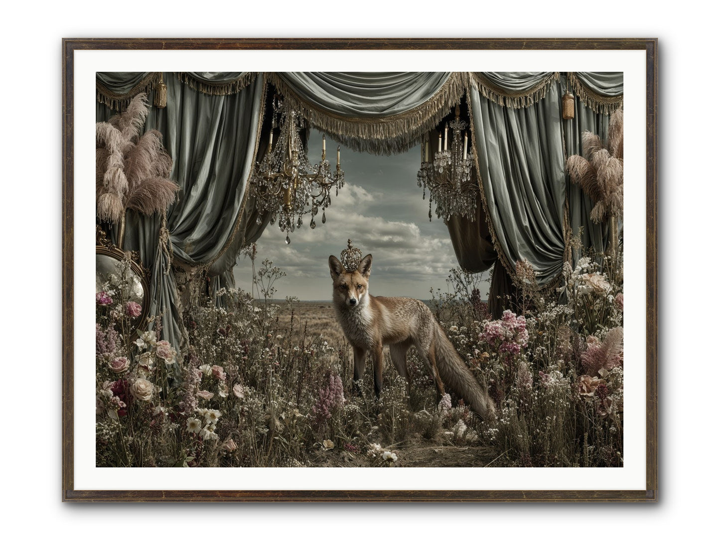 The Balcony at Moon’s End Framed Print - Slimwoods Black/Gold 48x36