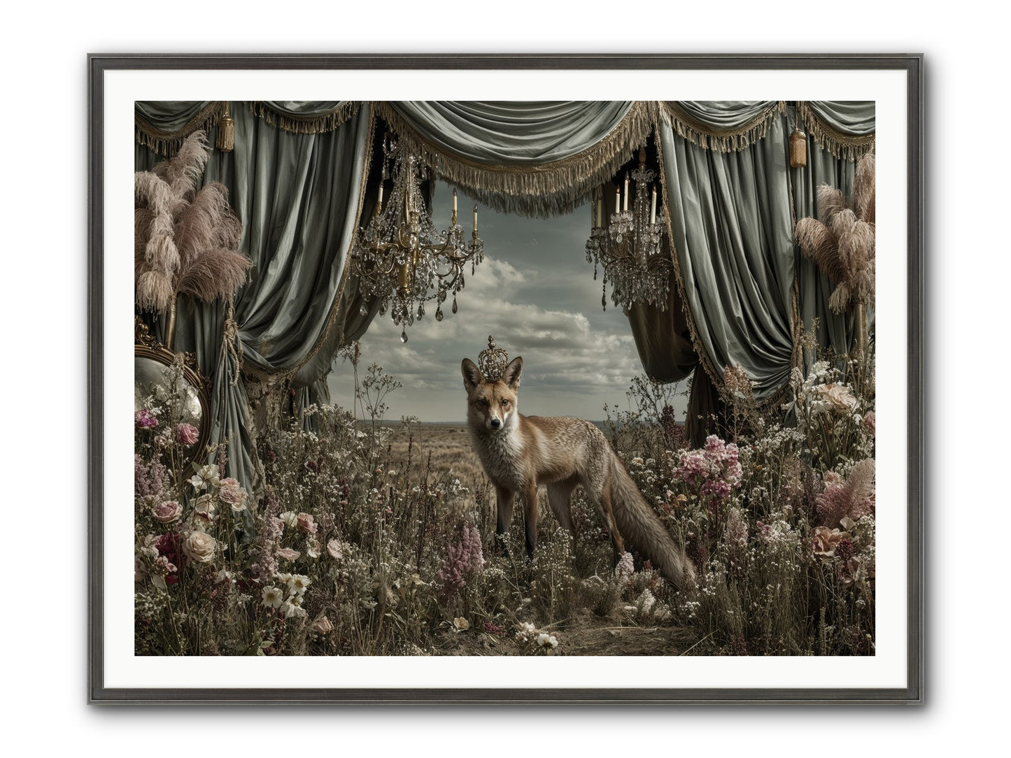 The Balcony at Moon’s End Framed Print - Slimwoods Black/Silver 48x36