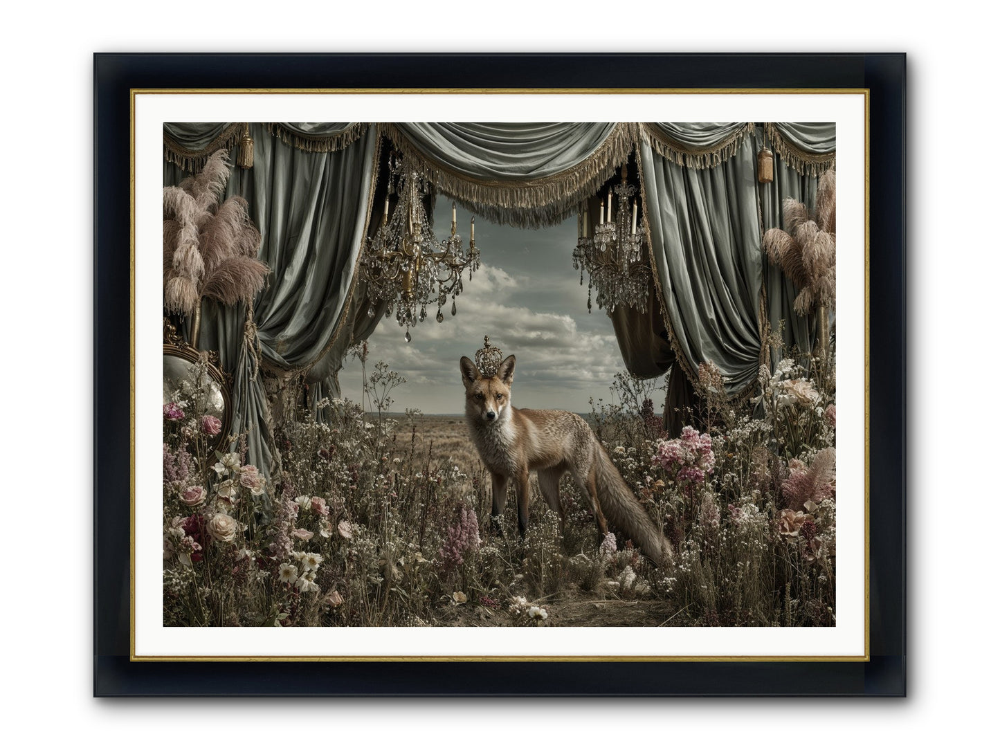 The Balcony at Moon’s End Framed Print - Wide Black w/Gold 48x36