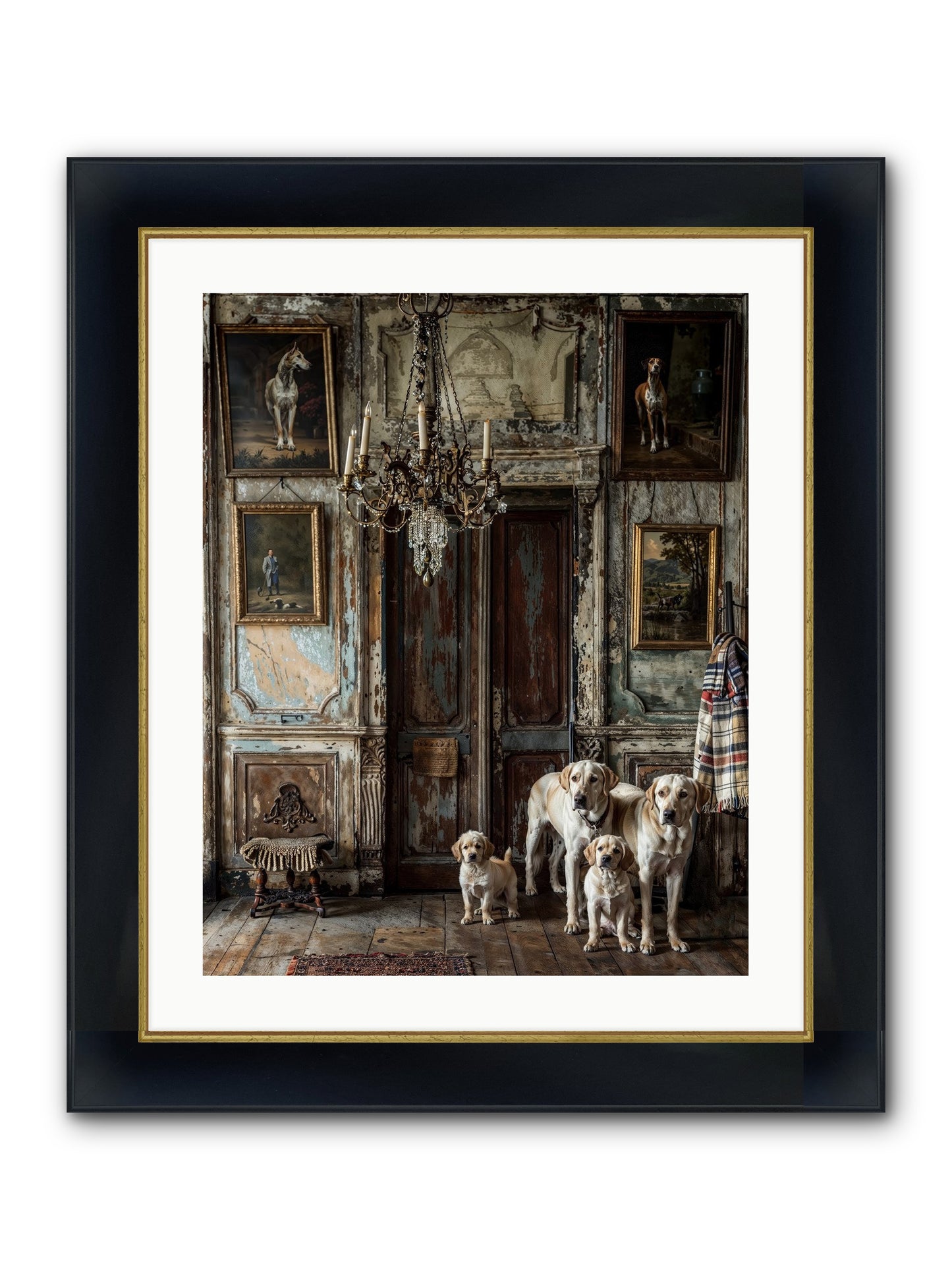 The Bespoke Leash Club Framed Print - Wide Black w/Gold 20x25