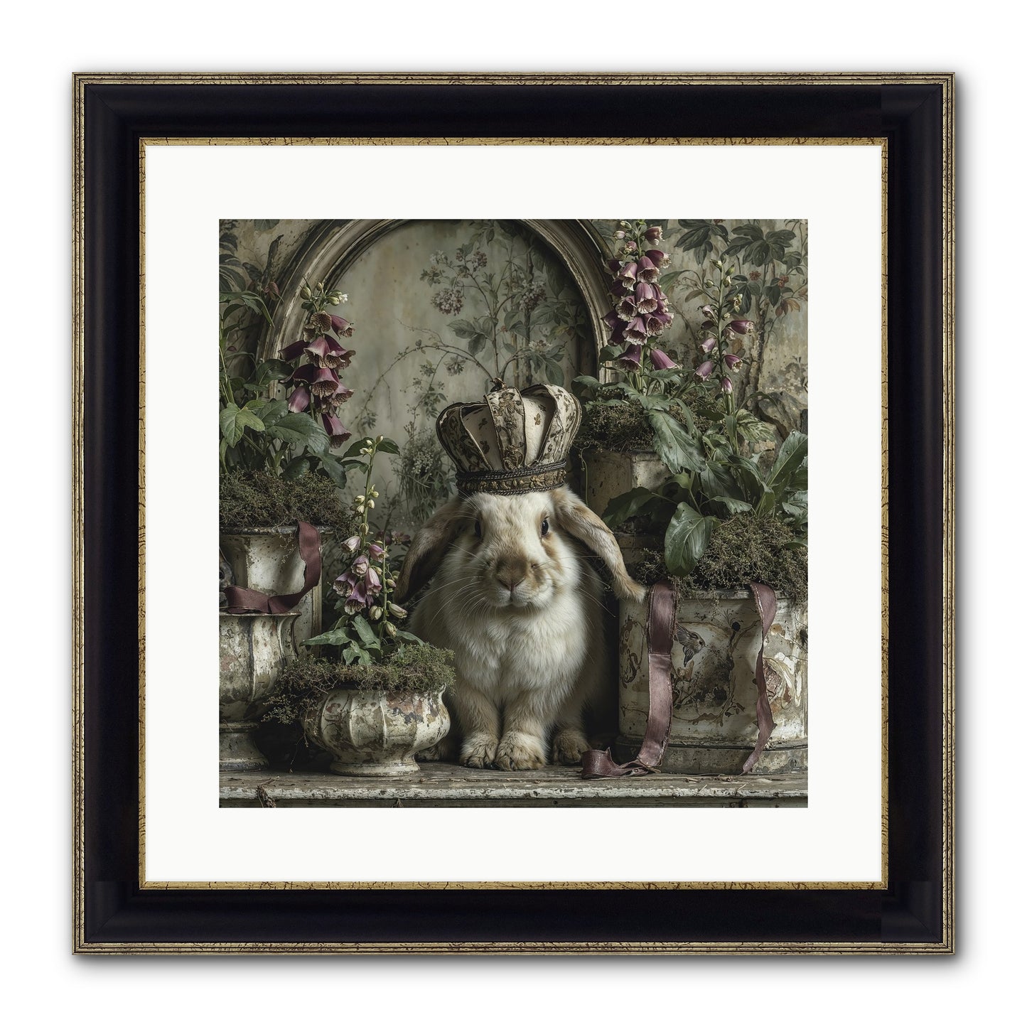 The Blooming Hour Framed Print - Black & Gold 16x16