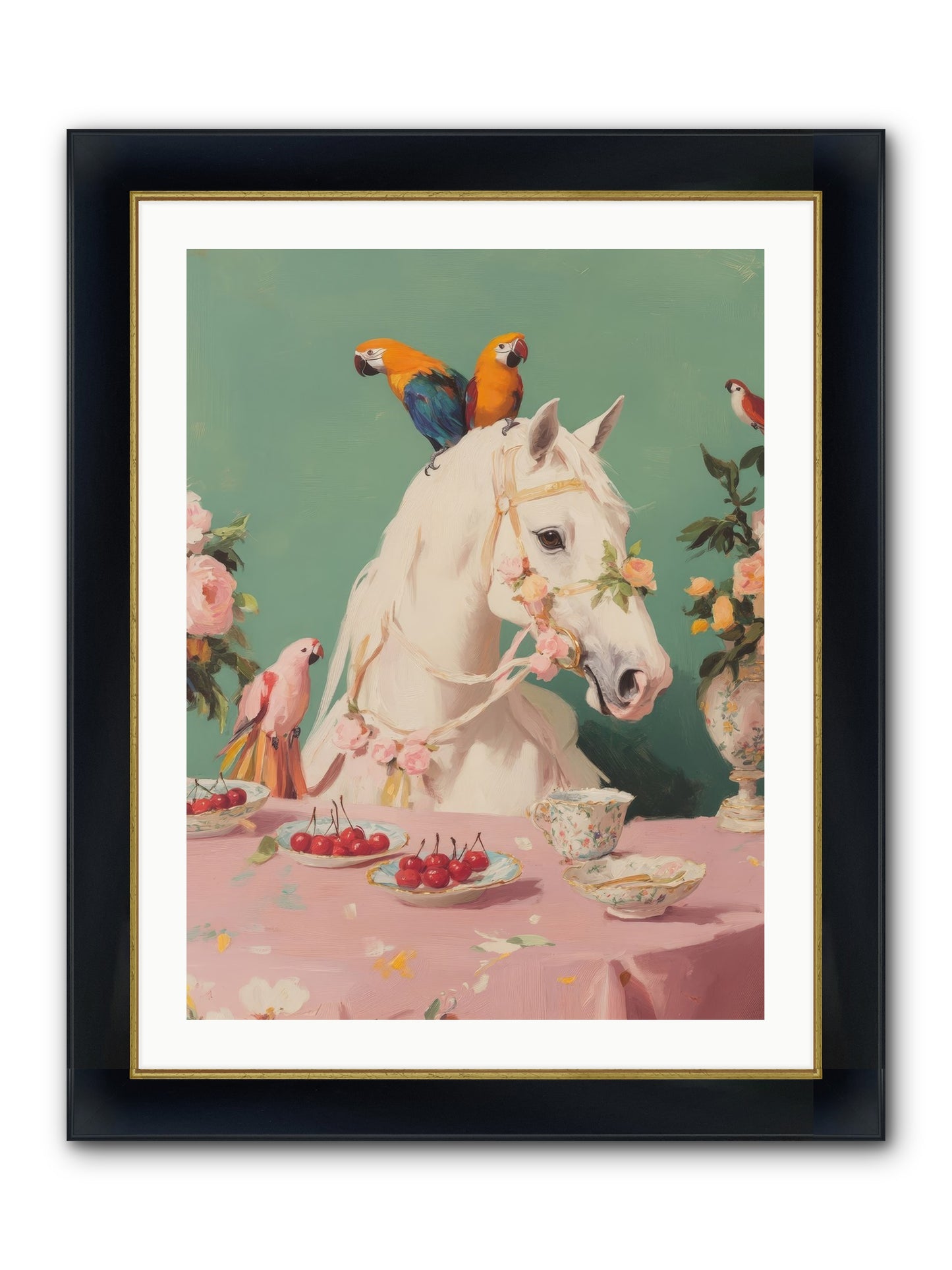 The Bohemian Breakfast Framed Print - Wide Black w/Gold 24x32