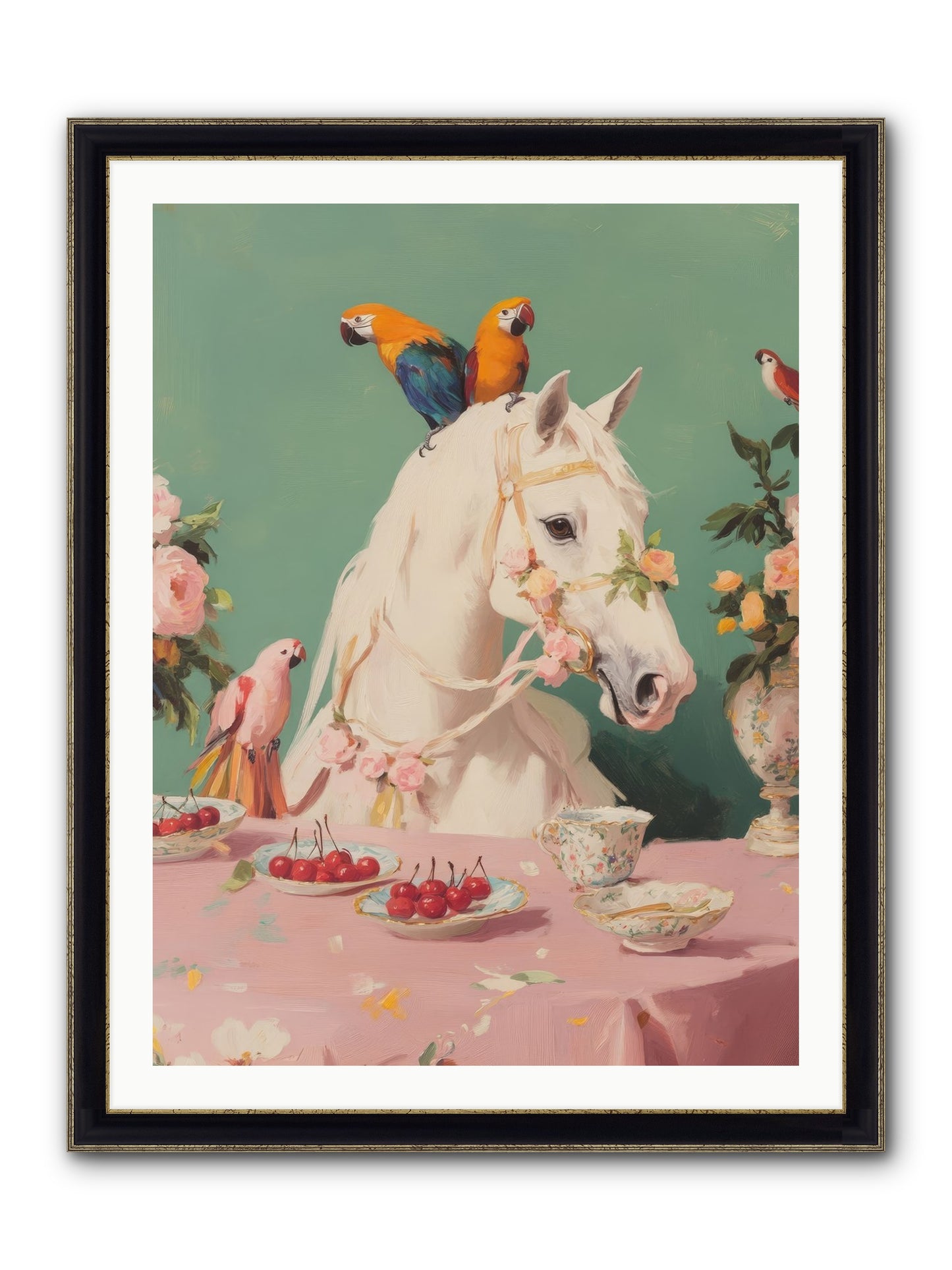 The Bohemian Breakfast Framed Print - Black & Gold 30x40
