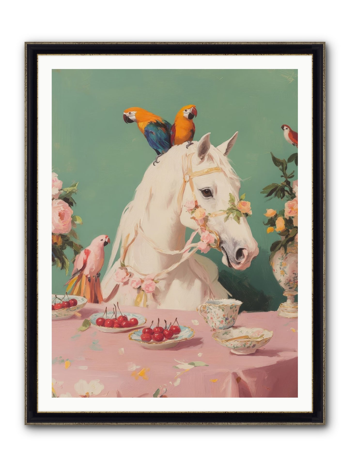 The Bohemian Breakfast Framed Print - Black & Gold 36x48