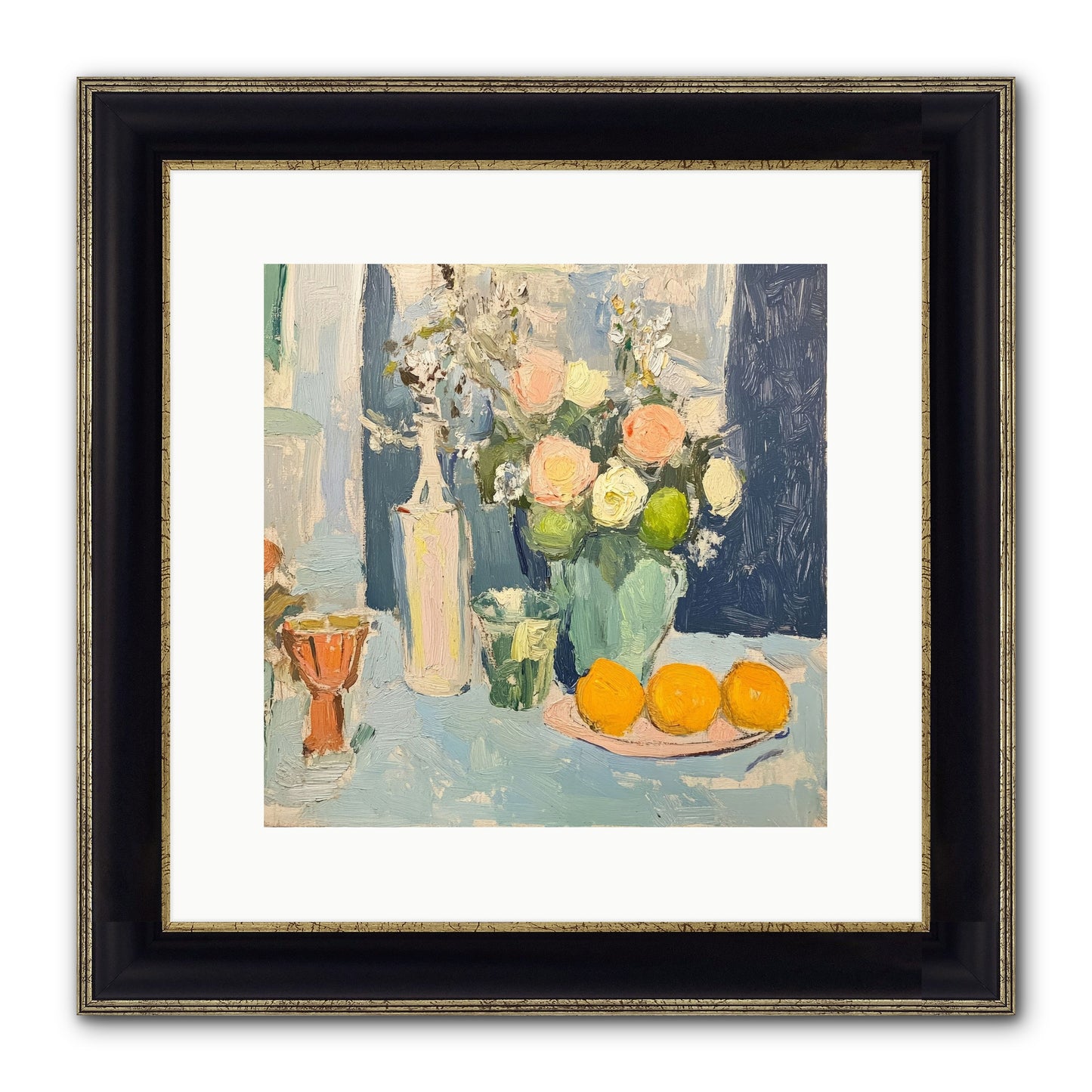 The Breakfast Room Framed Print - Black & Gold 12x12