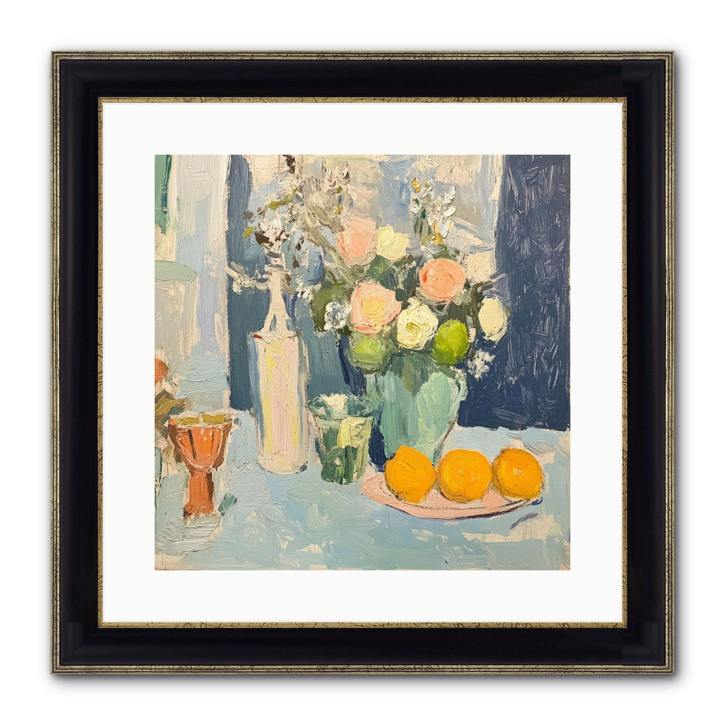 The Breakfast Room Framed Print - Black & Gold 16x16