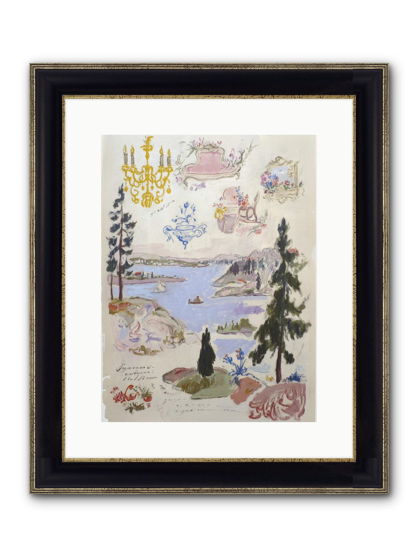 The Cartographer’s Tea Party Framed Print - Black & Gold 12x16