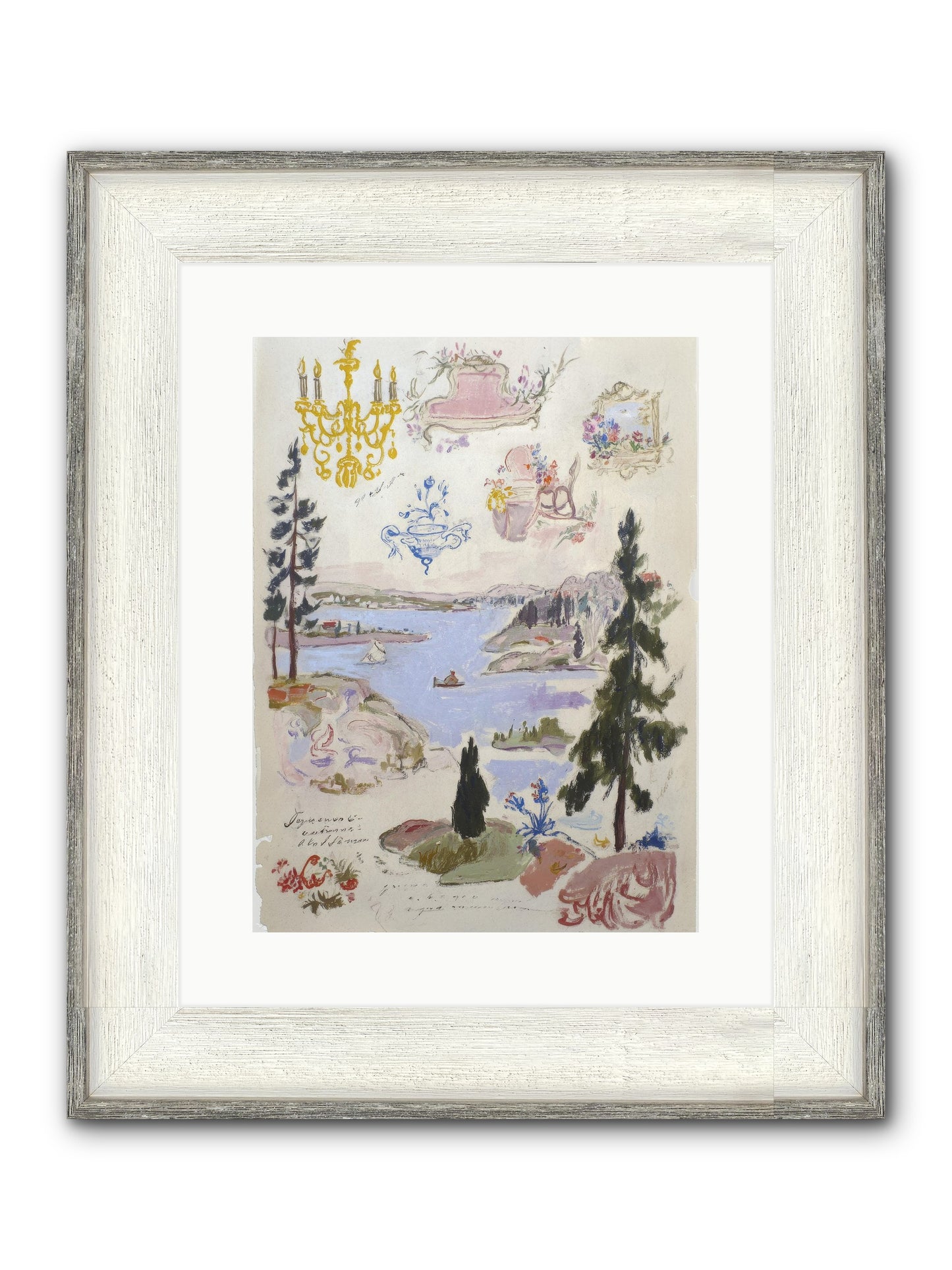The Cartographer’s Tea Party Framed Print - Driftwood White 12x16