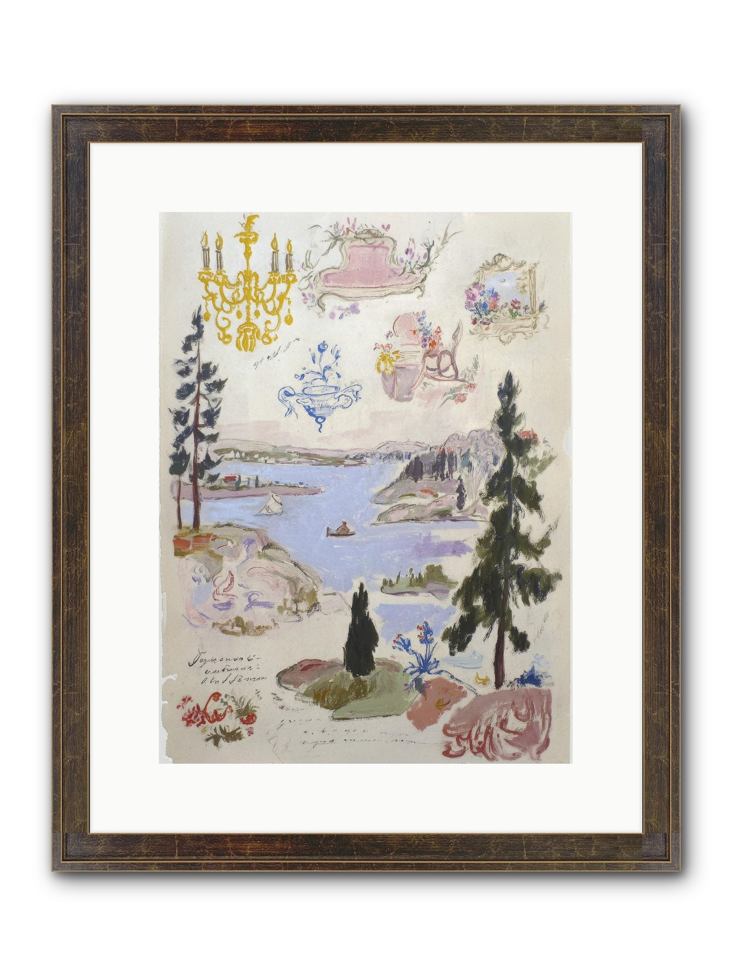 The Cartographer’s Tea Party Framed Print - Slimwoods Black/Gold 12x16
