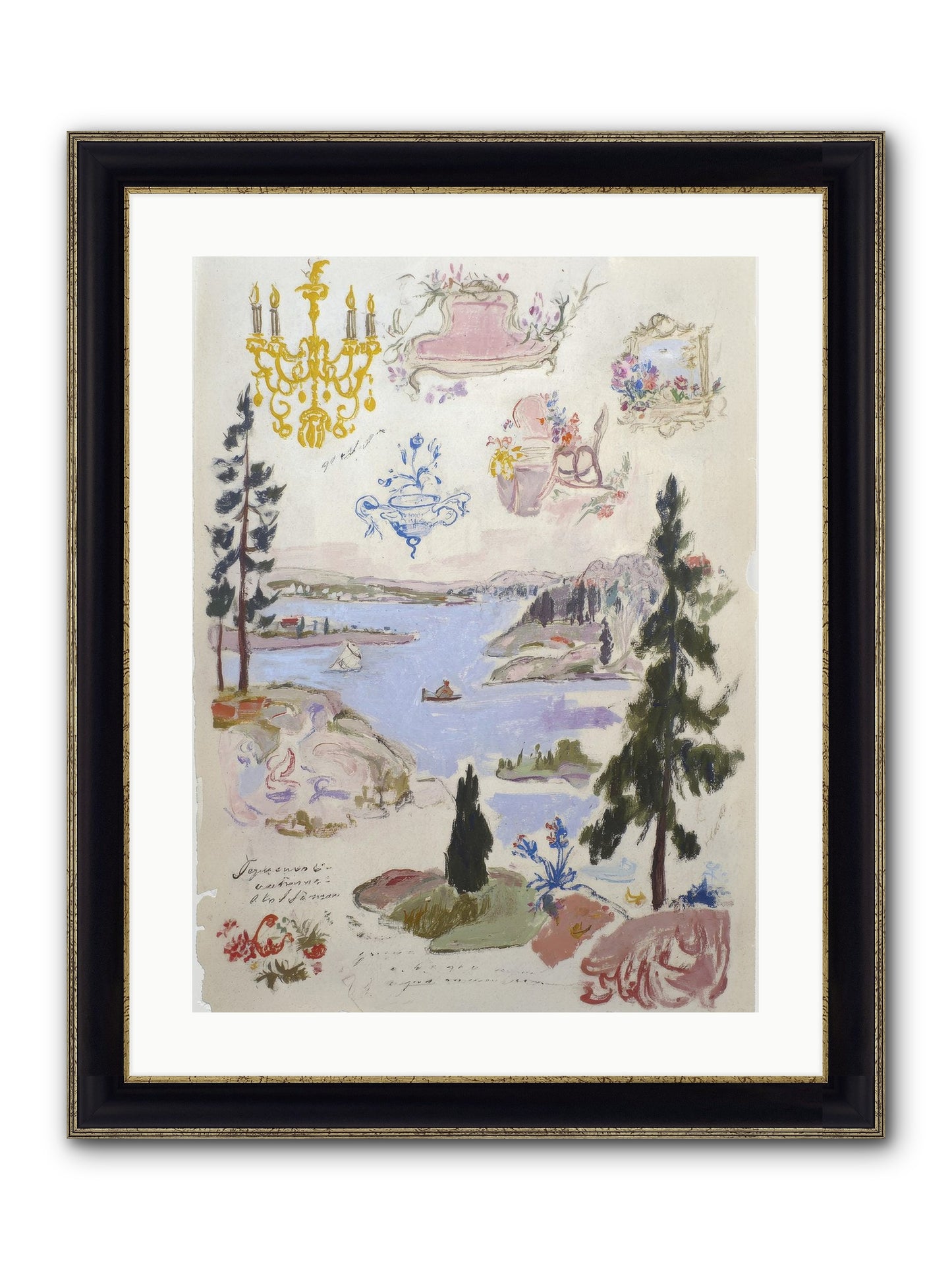 The Cartographer’s Tea Party Framed Print - Black & Gold 18x24