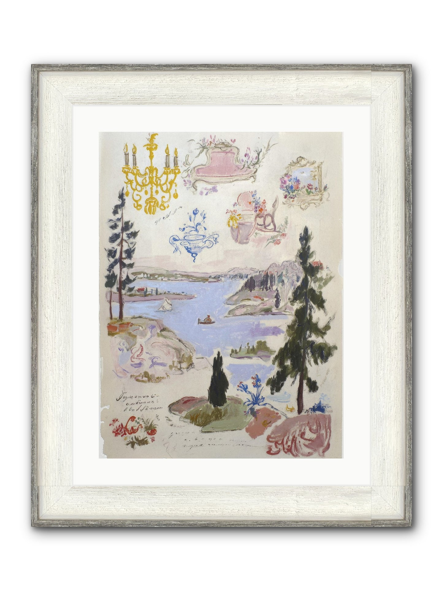 The Cartographer’s Tea Party Framed Print - Driftwood White 18x24