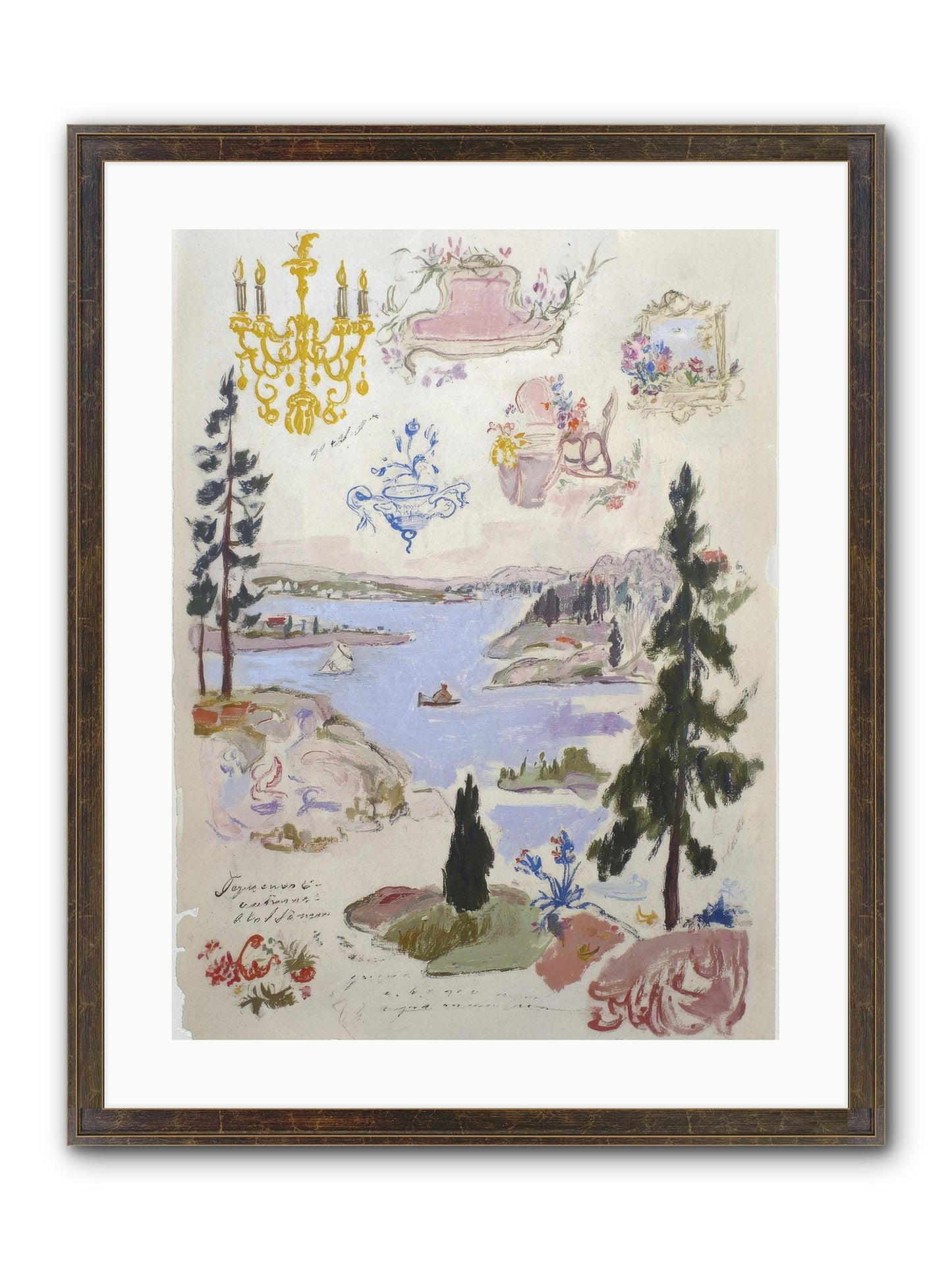 The Cartographer’s Tea Party Framed Print - Slimwoods Black/Gold 18x24