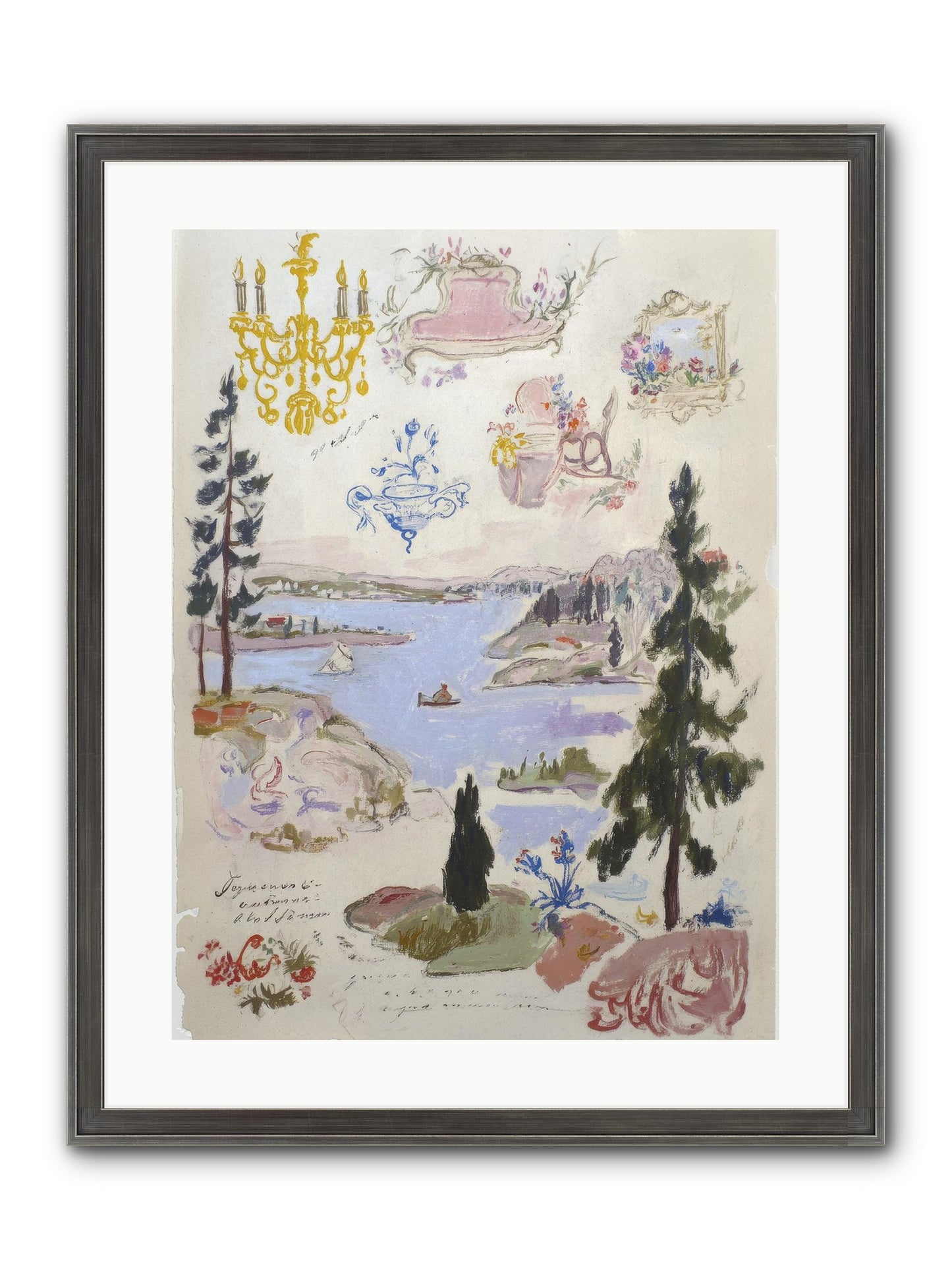 The Cartographer’s Tea Party Framed Print - Slimwoods Black/Silver 18x24