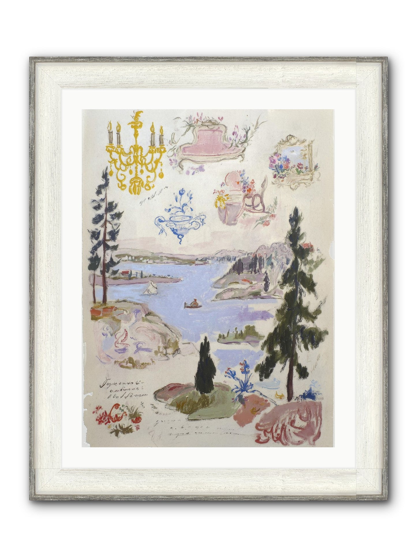 The Cartographer’s Tea Party Framed Print - Driftwood White 24x32