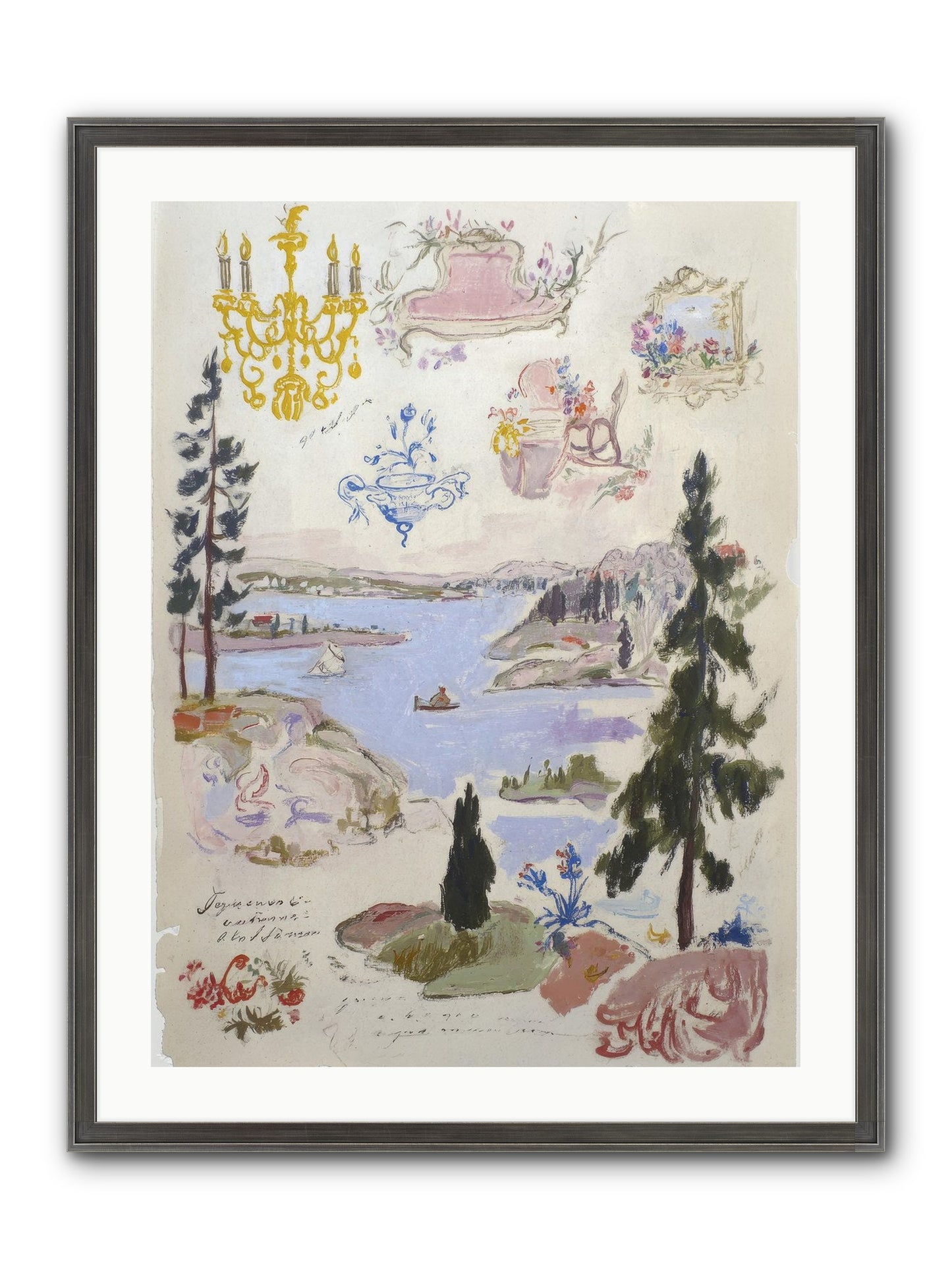 The Cartographer’s Tea Party Framed Print - Slimwoods Black/Silver 24x32