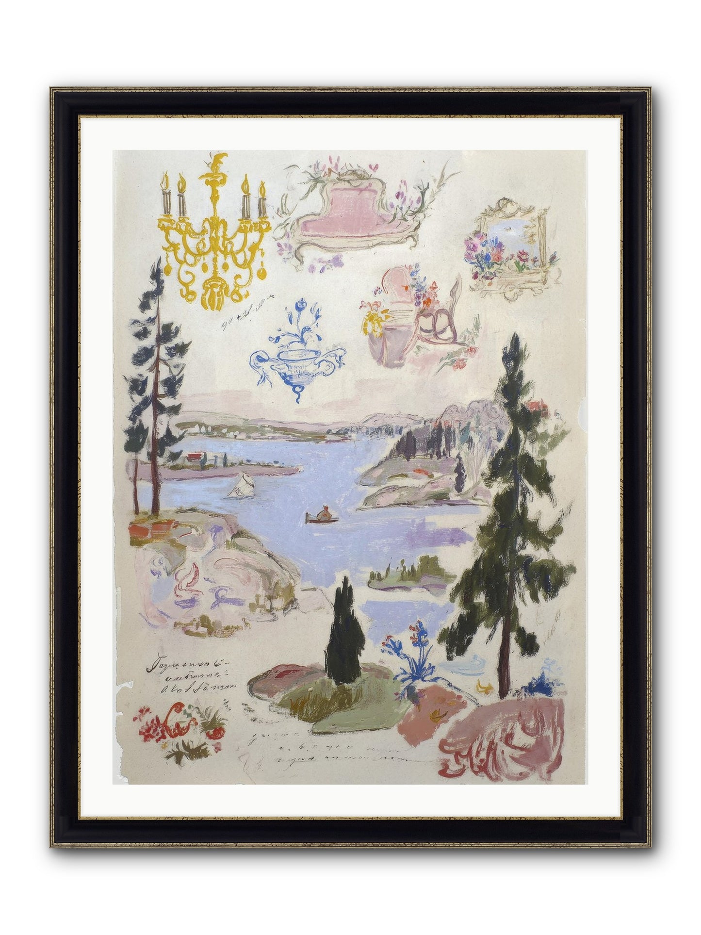 The Cartographer’s Tea Party Framed Print - Black & Gold 30x40