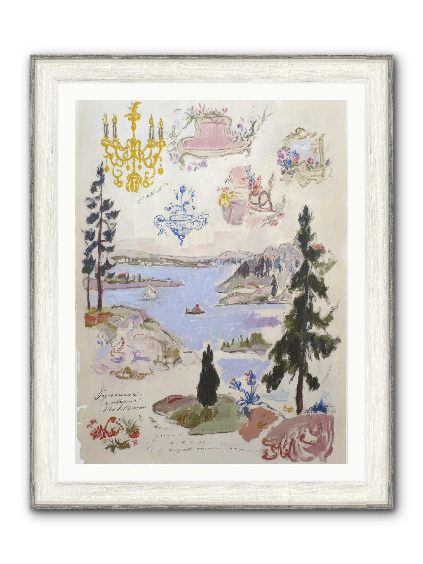 The Cartographer’s Tea Party Framed Print - Driftwood White 30x40