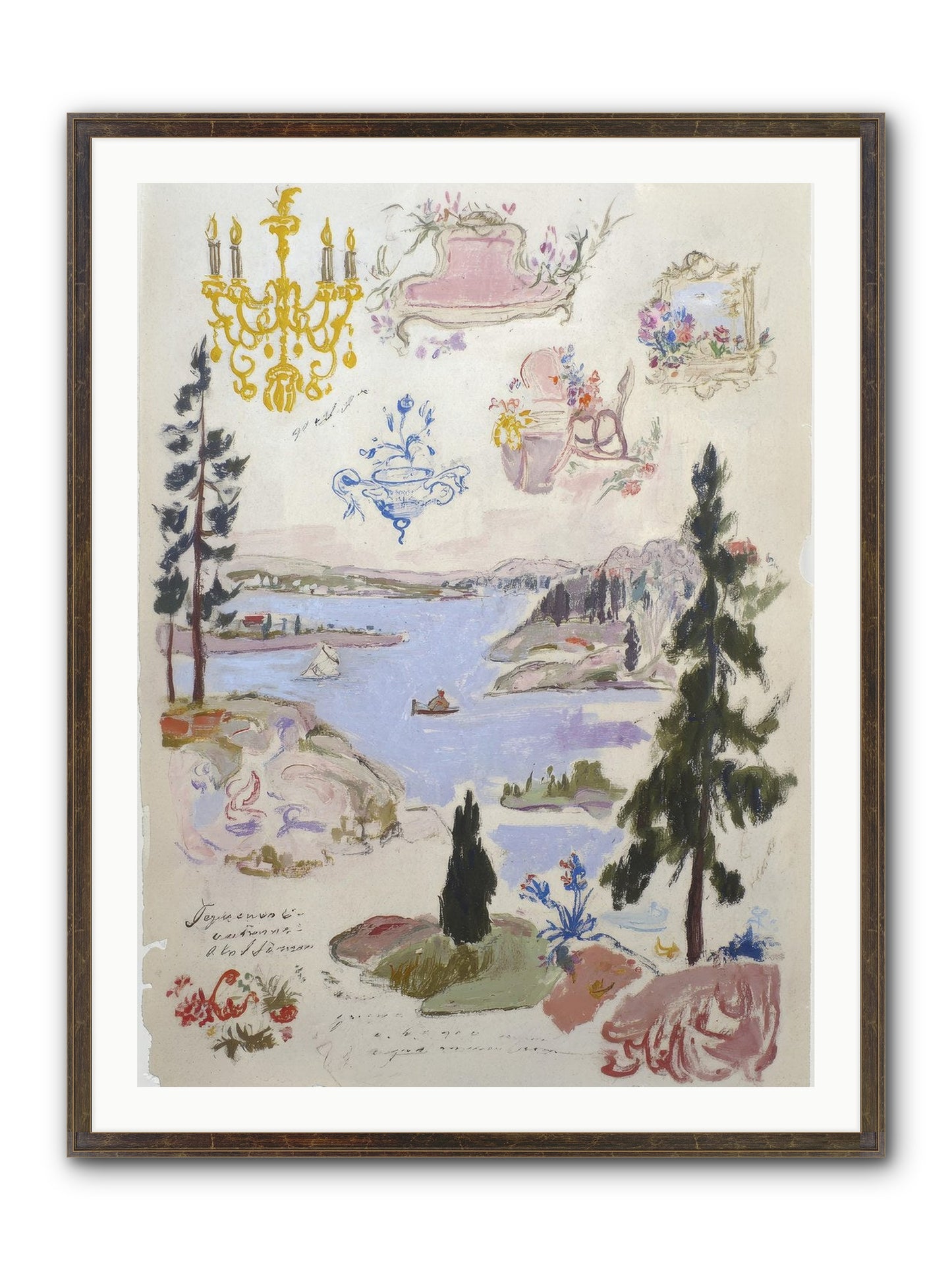The Cartographer’s Tea Party Framed Print - Slimwoods Black/Gold 30x40