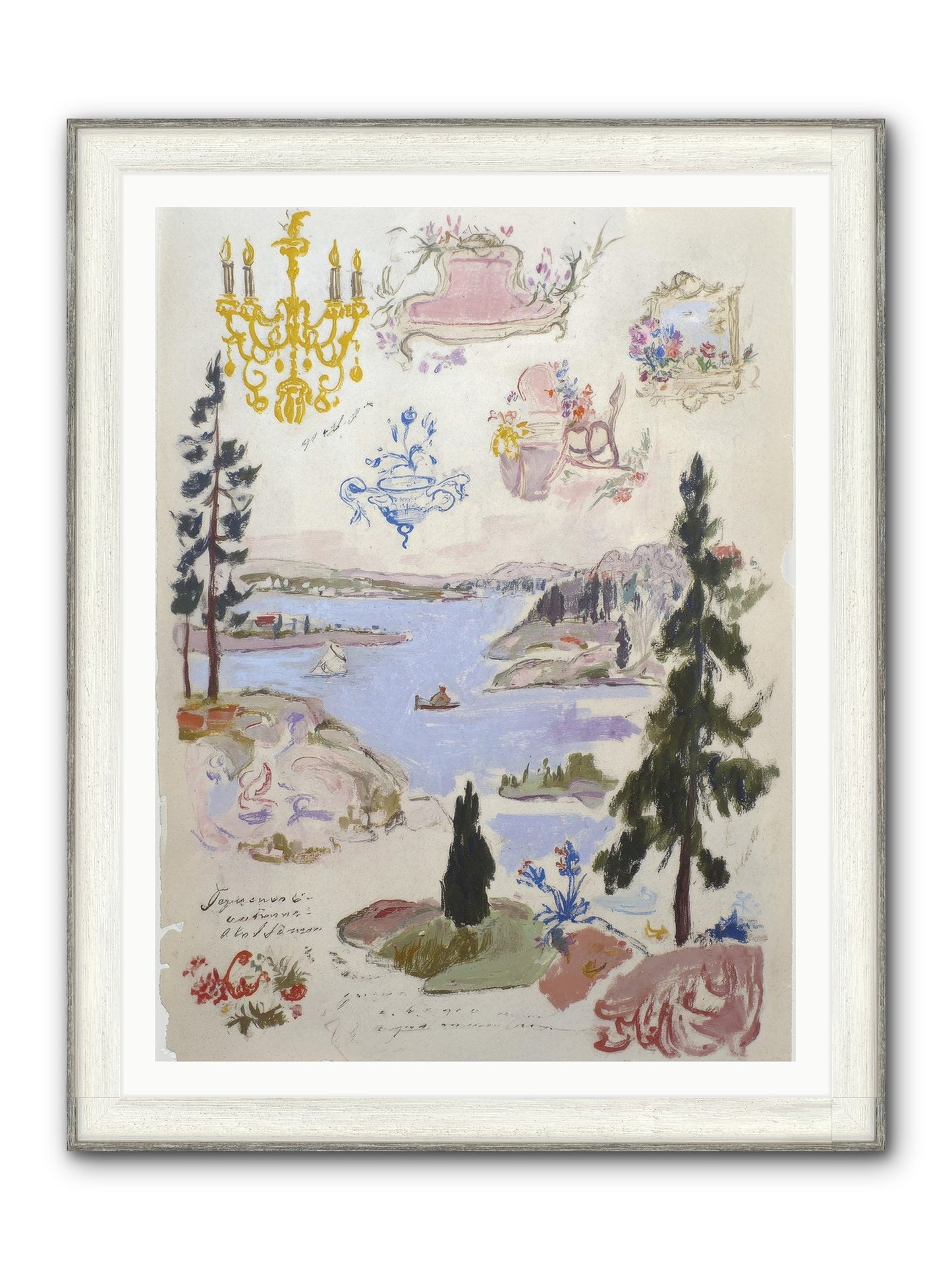The Cartographer’s Tea Party Framed Print - Driftwood White 36x48