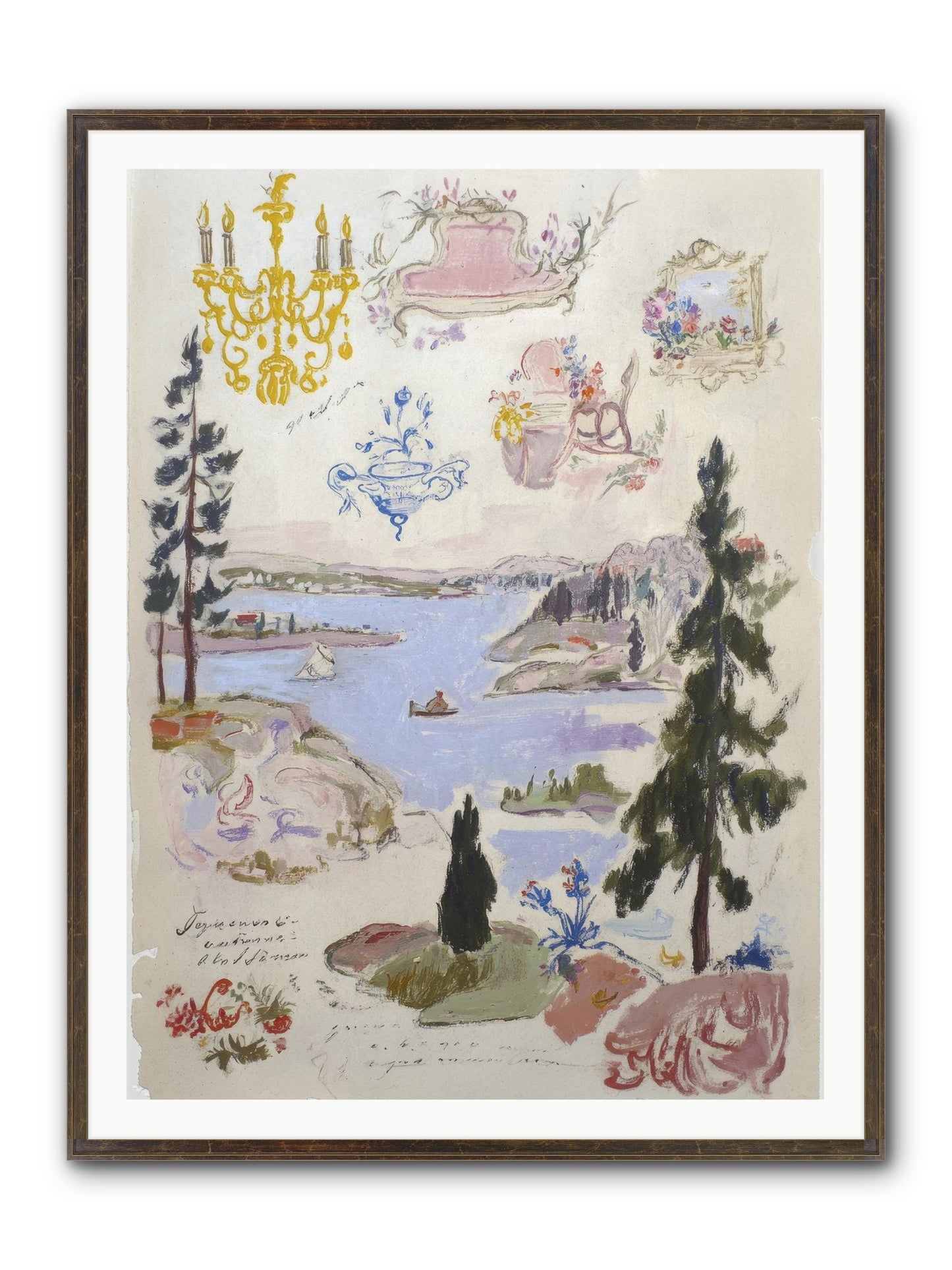 The Cartographer’s Tea Party Framed Print - Slimwoods Black/Gold 36x48