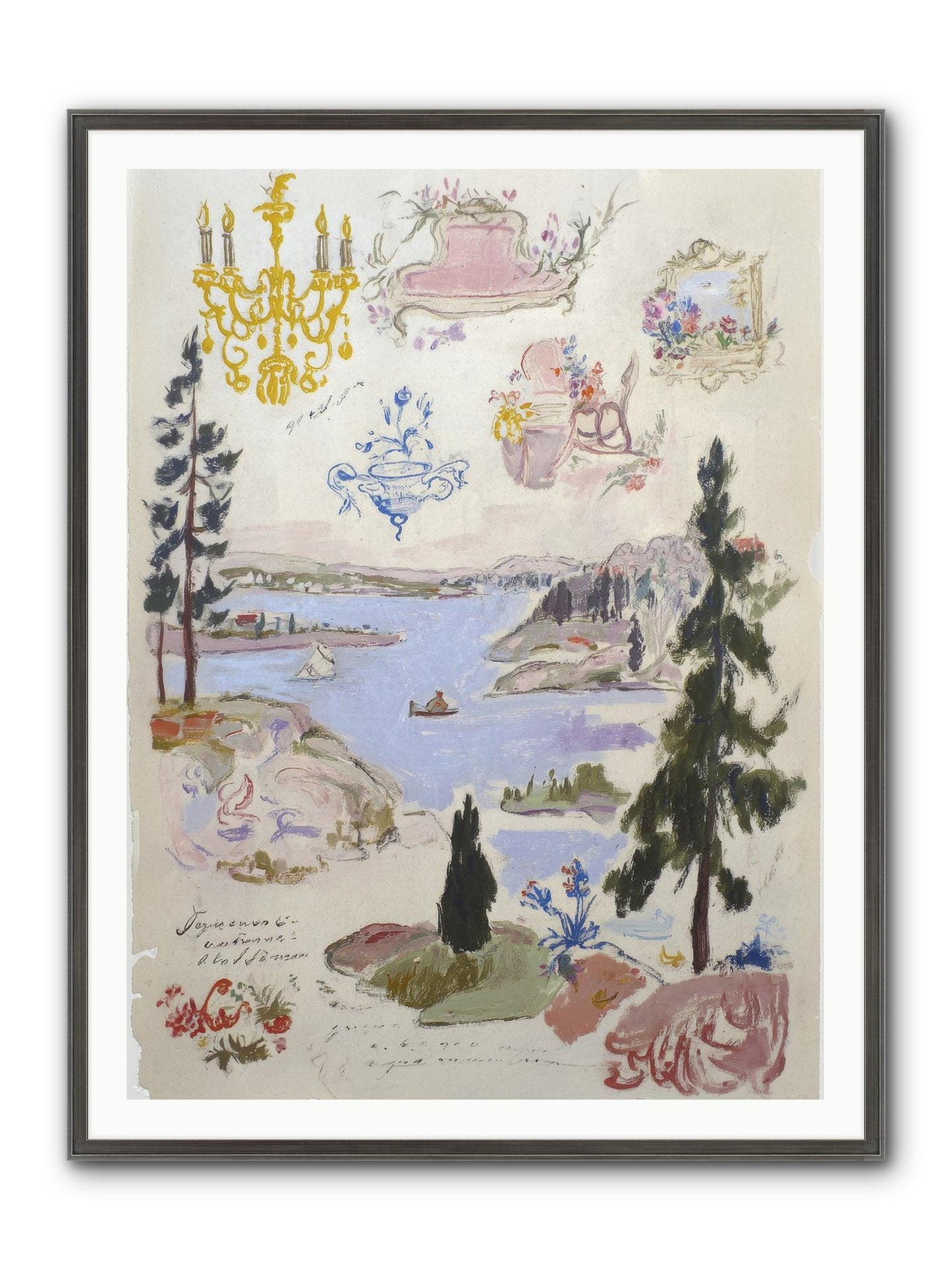 The Cartographer’s Tea Party Framed Print - Slimwoods Black/Silver 36x48