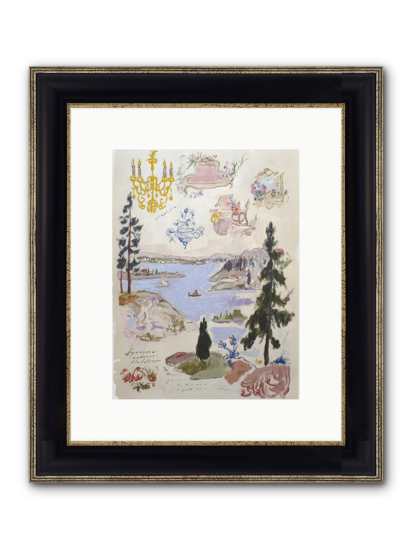 The Cartographer’s Tea Party Framed Print - Black & Gold 9x12