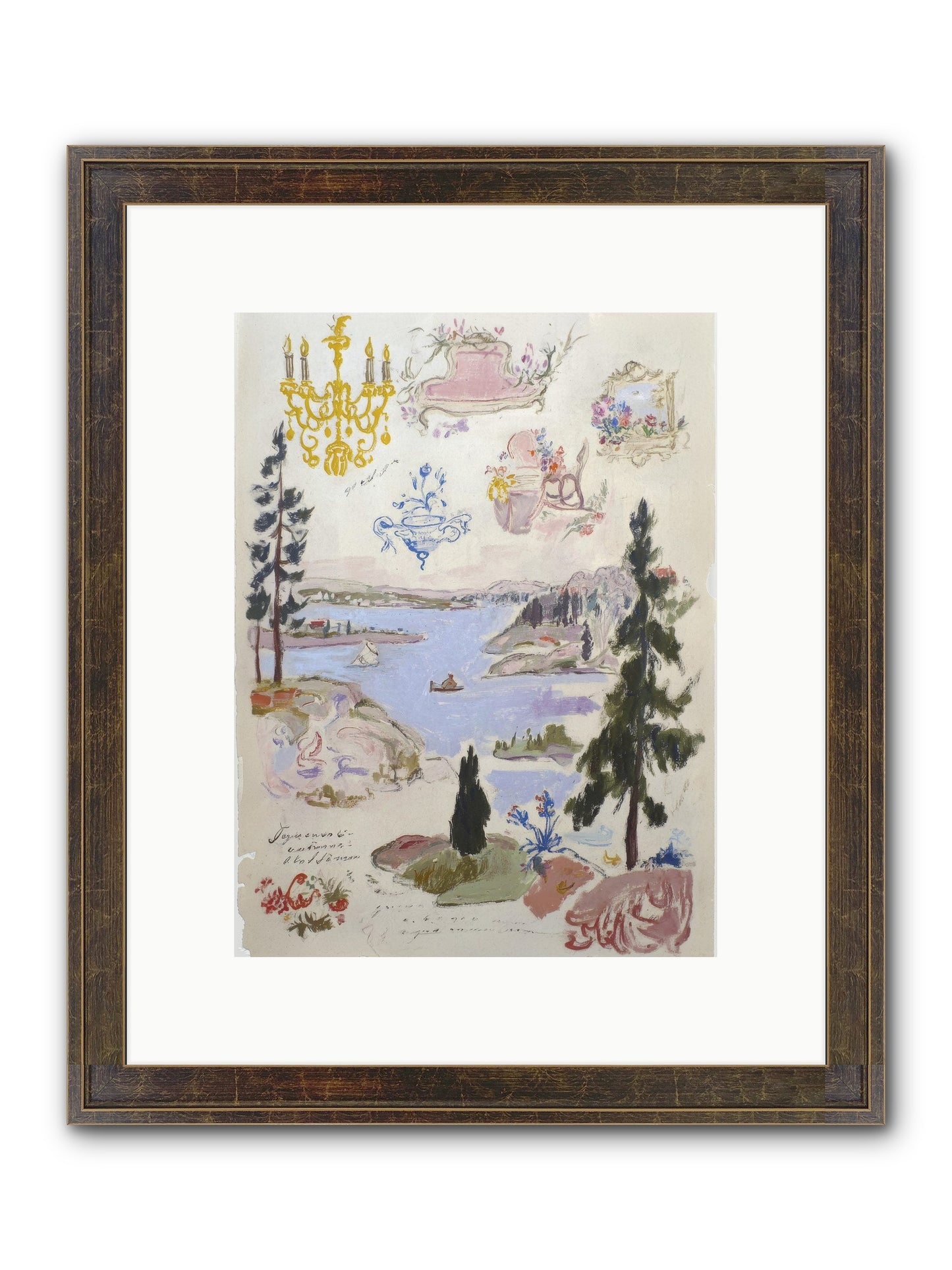 The Cartographer’s Tea Party Framed Print - Slimwoods Black/Gold 9x12