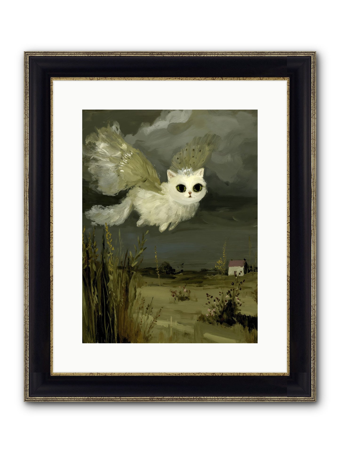 The Cat and the Canary’s Ballad Framed Print - Black & Gold 12x16