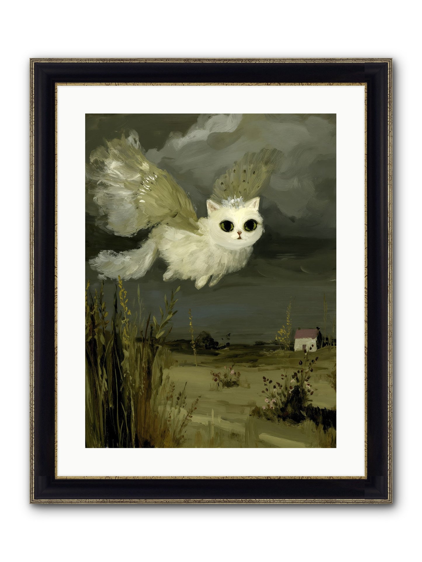 The Cat and the Canary’s Ballad Framed Print - Black & Gold 18x24