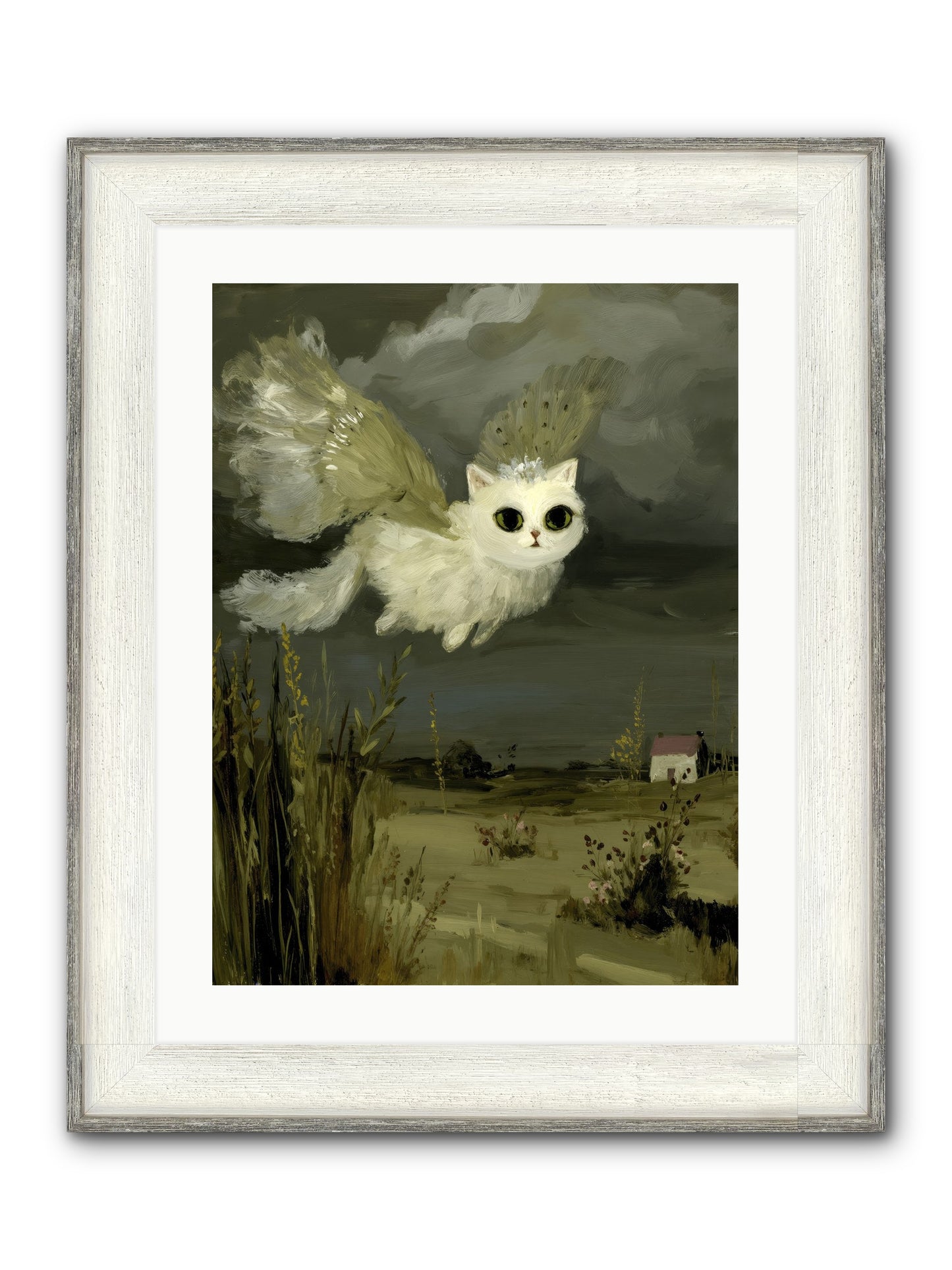 The Cat and the Canary’s Ballad Framed Print - Driftwood White 18x24