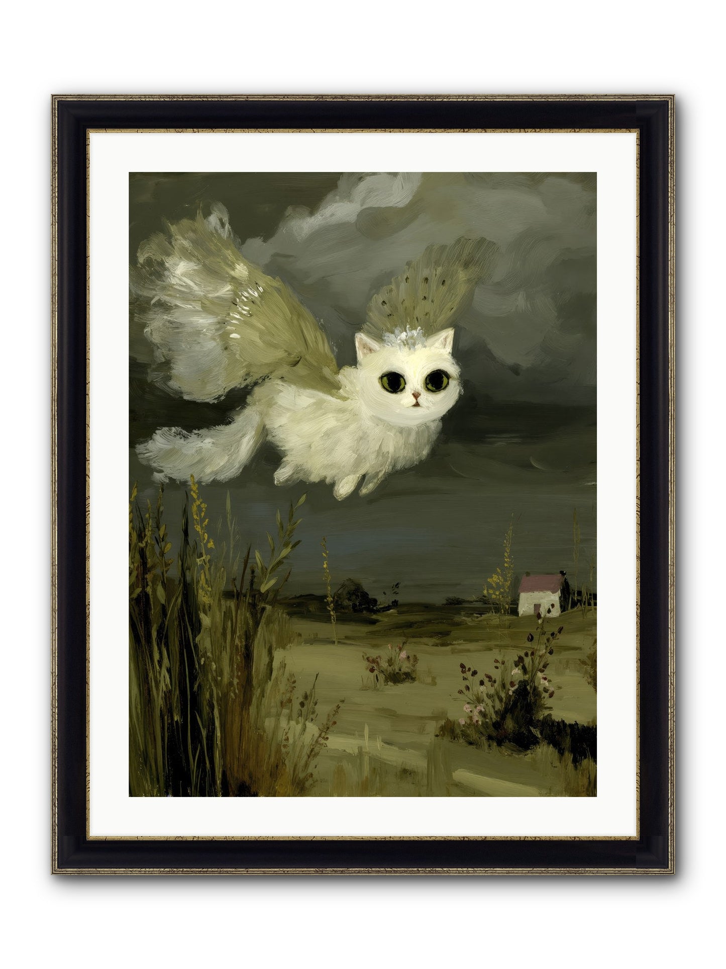 The Cat and the Canary’s Ballad Framed Print - Black & Gold 24x32