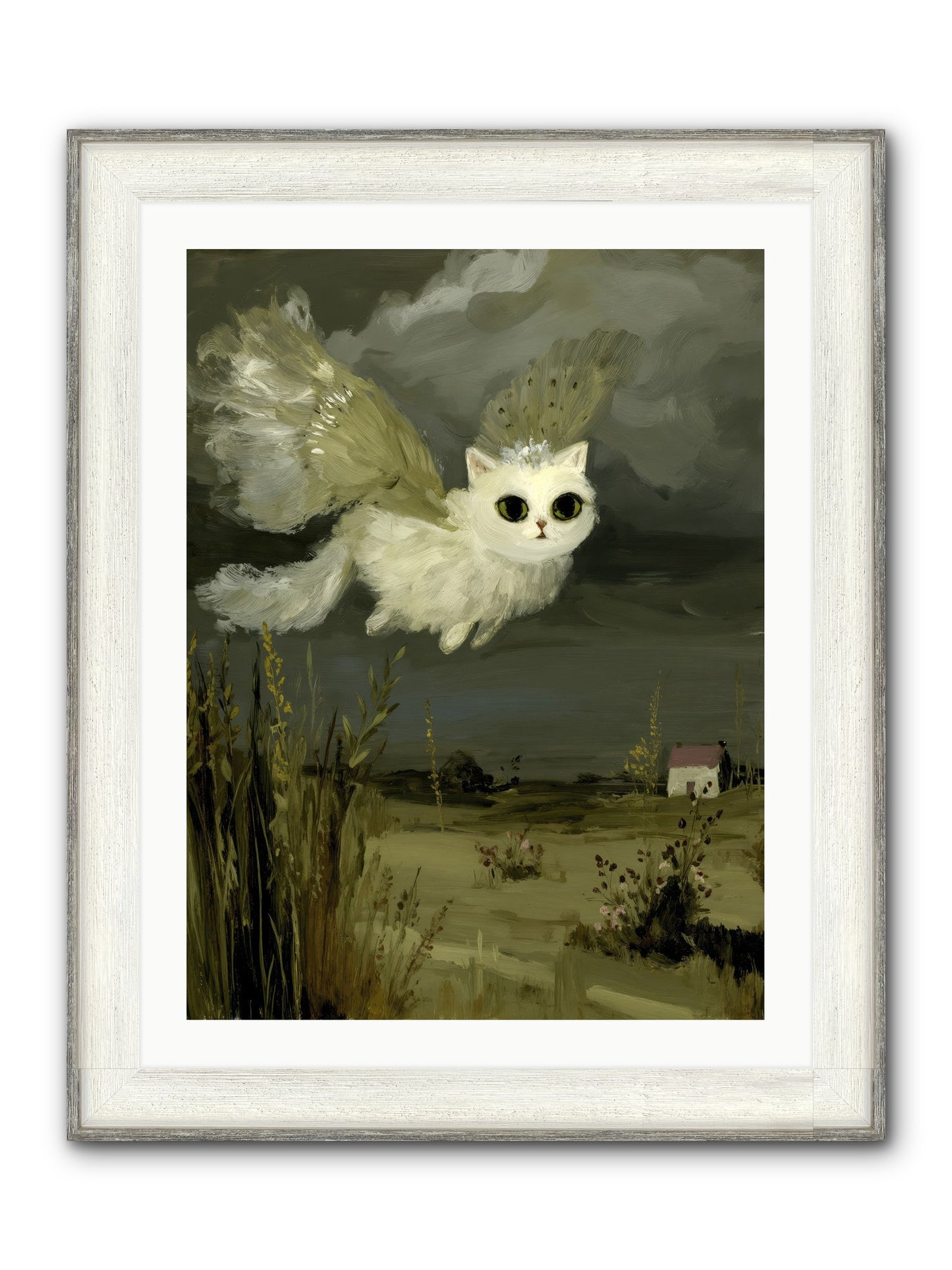 The Cat and the Canary’s Ballad Framed Print - Driftwood White 24x32