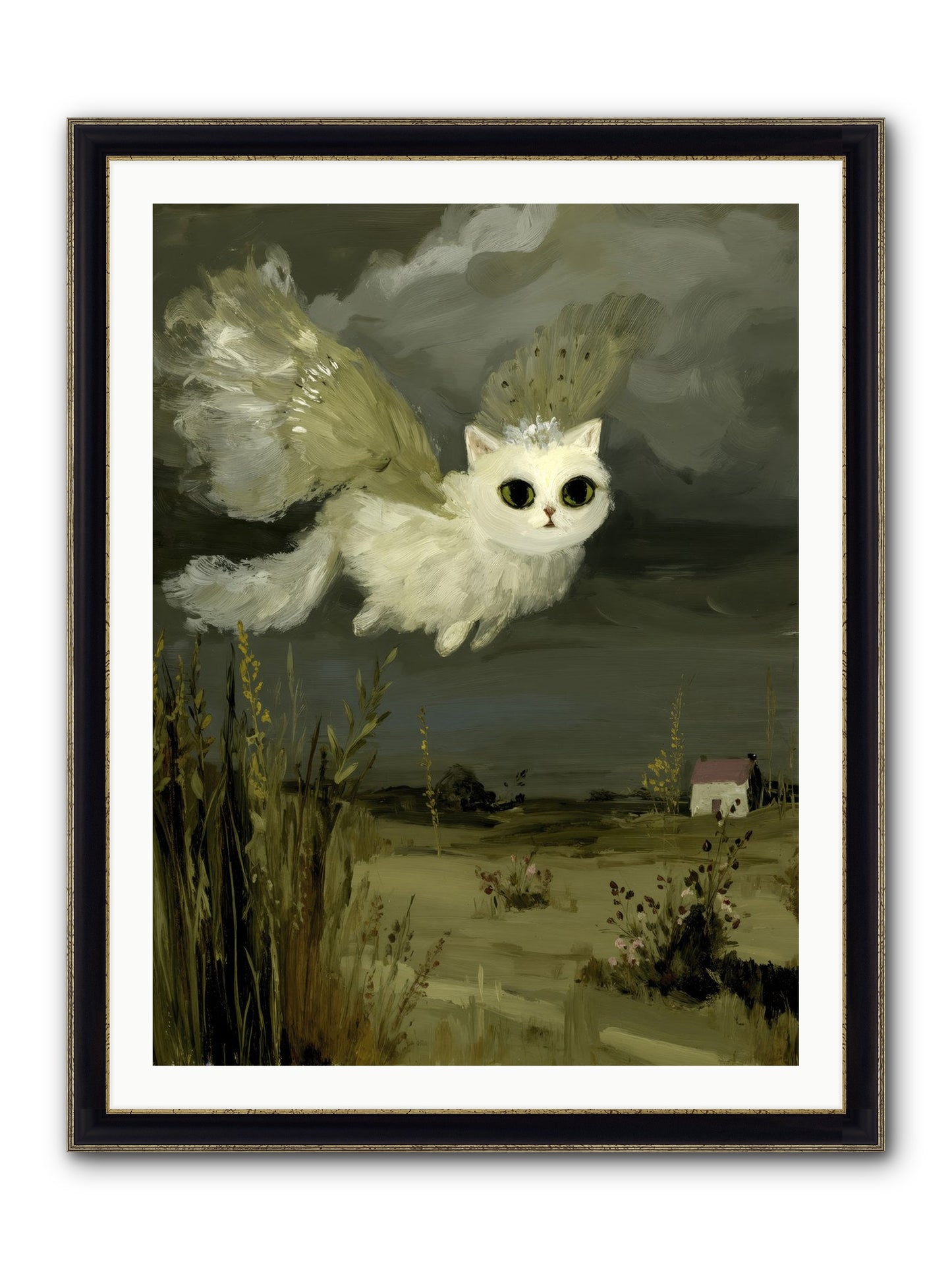 The Cat and the Canary’s Ballad Framed Print - Black & Gold 30x40
