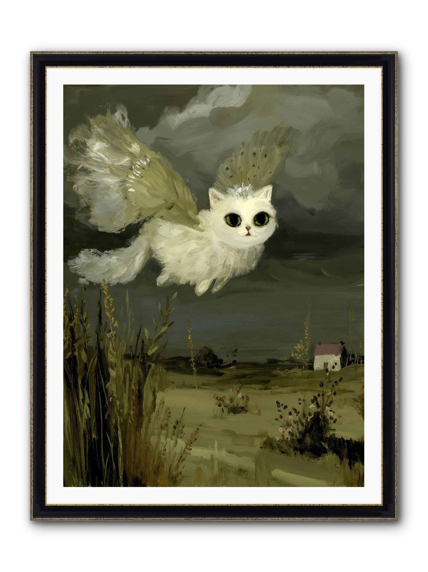 The Cat and the Canary’s Ballad Framed Print - Black & Gold 36x48