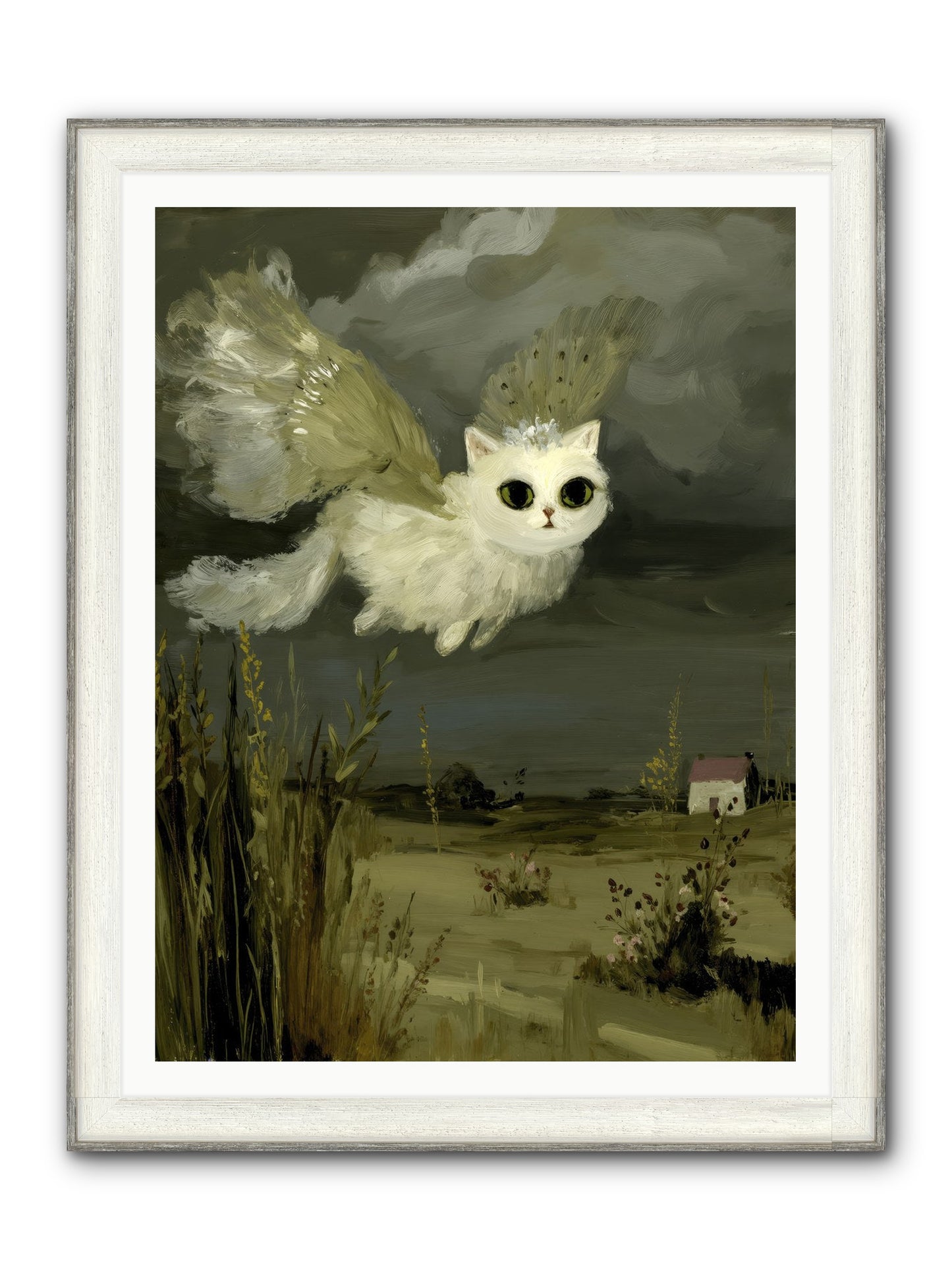 The Cat and the Canary’s Ballad Framed Print - Driftwood White 36x48