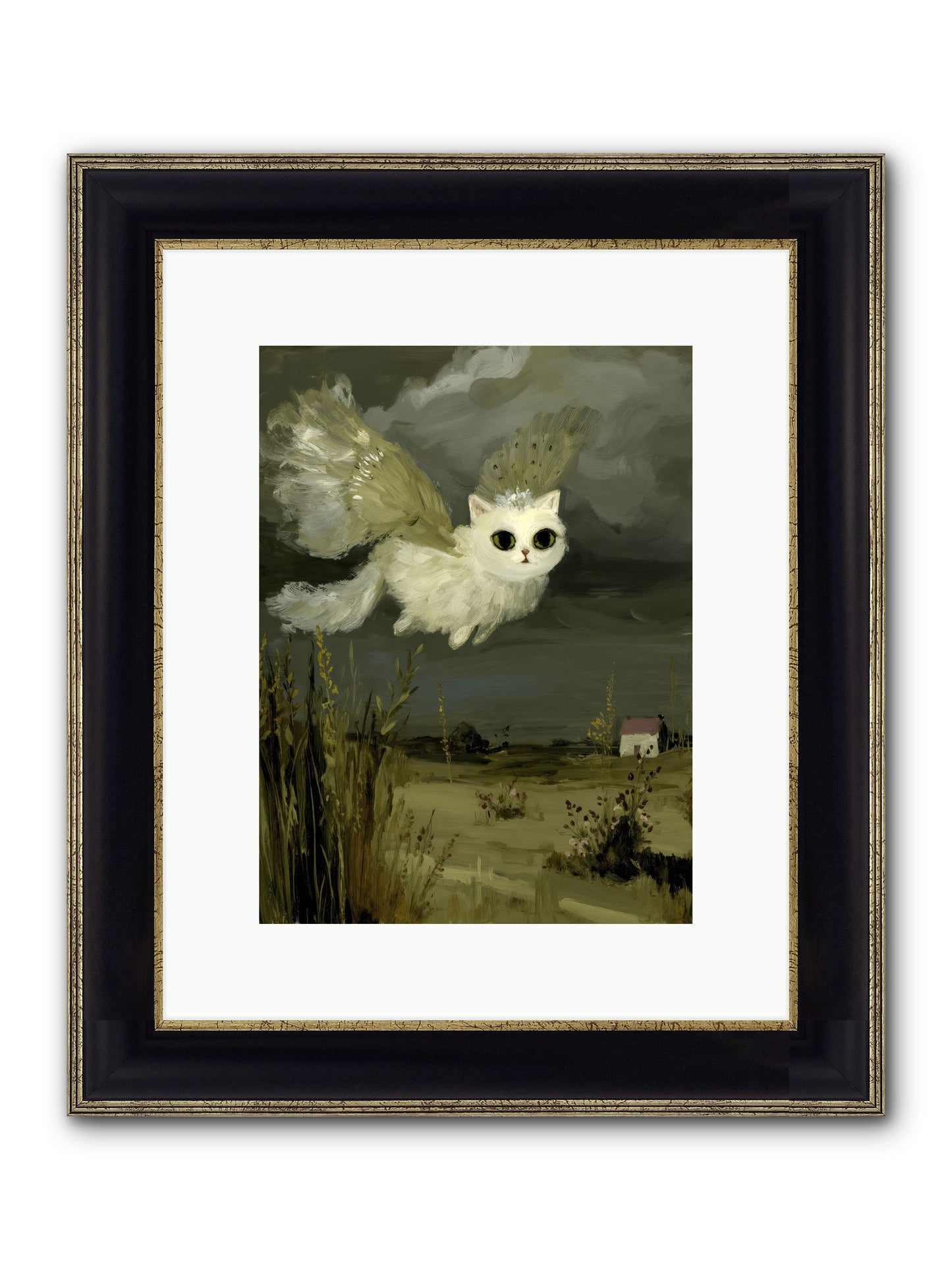 The Cat and the Canary’s Ballad Framed Print - Black & Gold 9x12