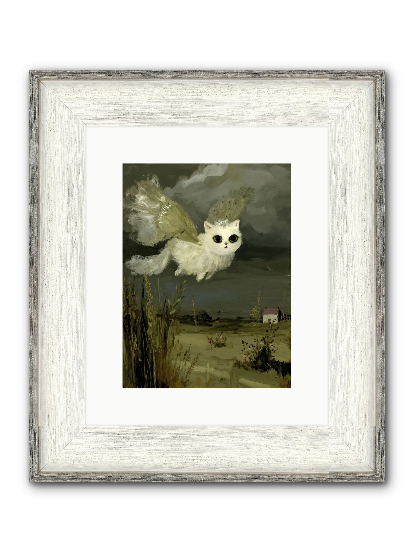 The Cat and the Canary’s Ballad Framed Print - Driftwood White 9x12