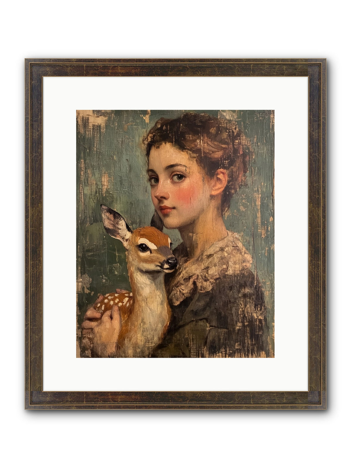 The Christmas Fawn Framed Print - Slimwoods Black/Gold 12x15