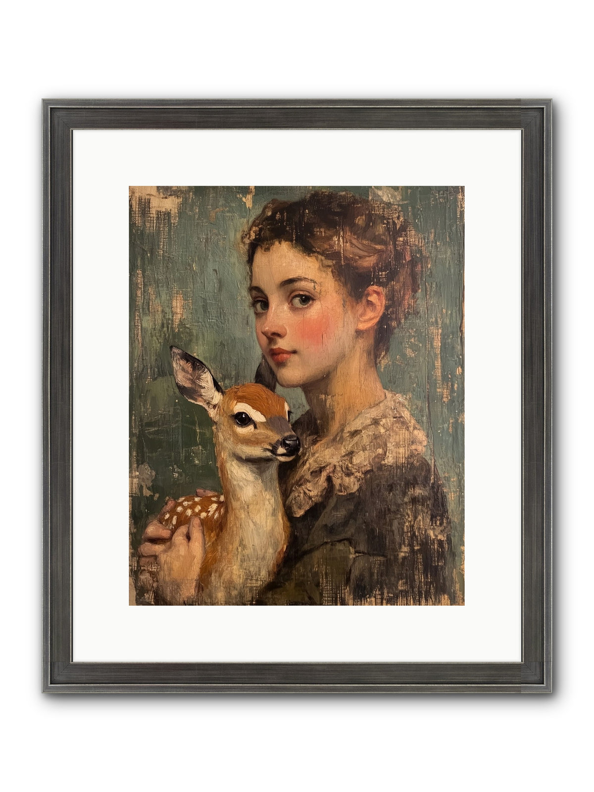 The Christmas Fawn Framed Print - Slimwoods Black/Silver 12x15