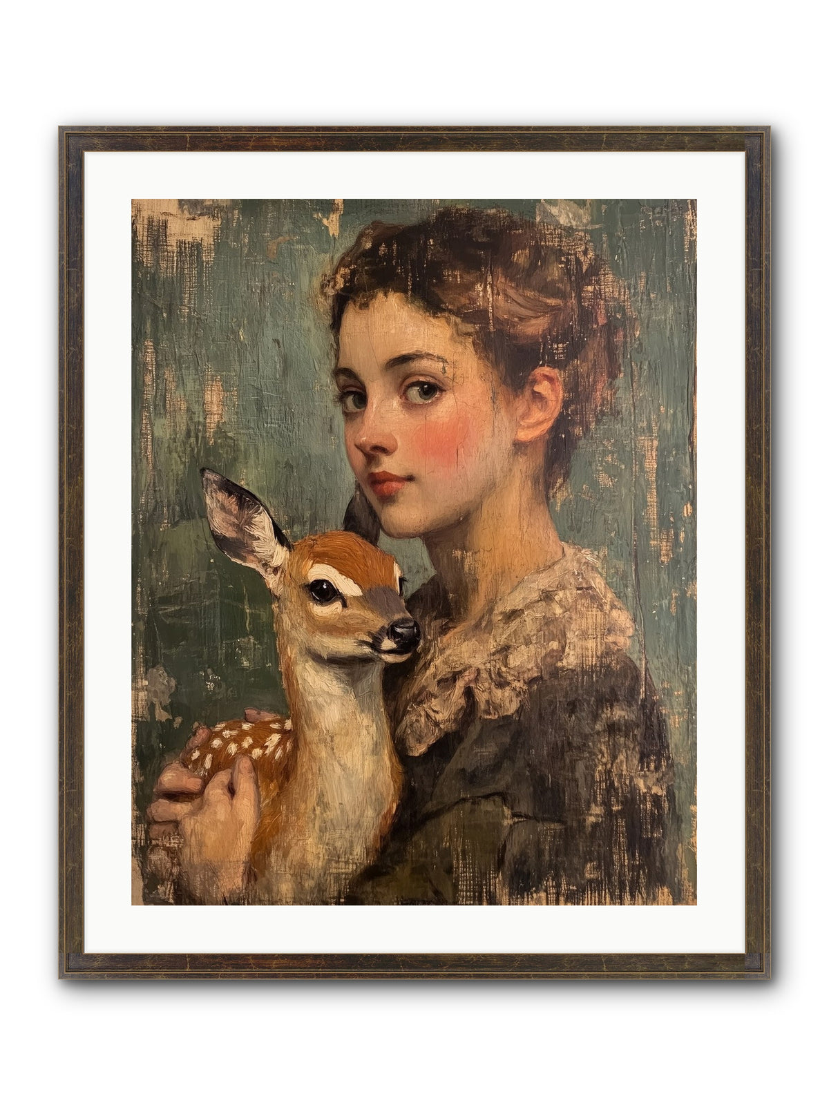 The Christmas Fawn Framed Print - Slimwoods Black/Gold 24x30