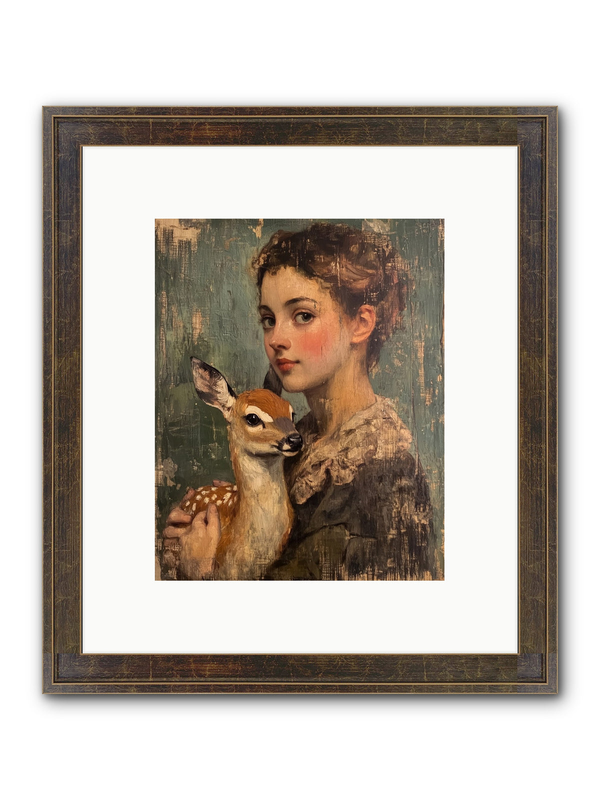 The Christmas Fawn Framed Print - Slimwoods Black/Gold 8x10