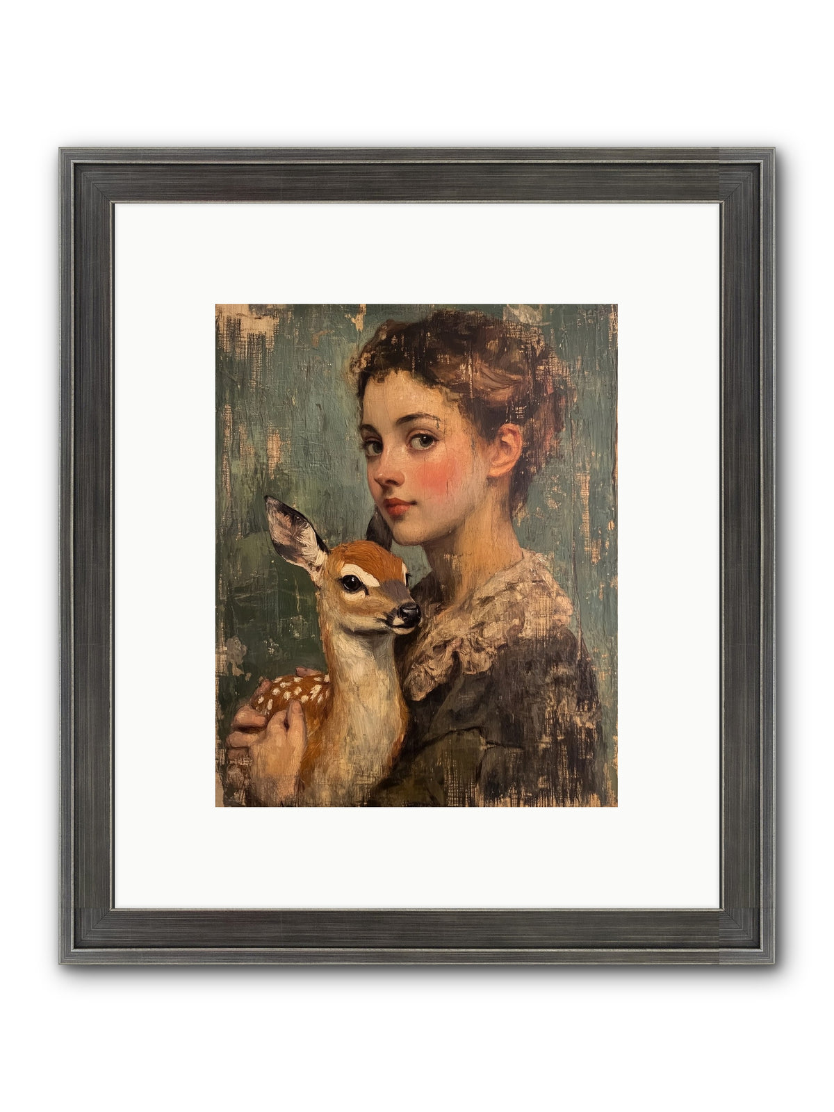 The Christmas Fawn Framed Print - Slimwoods Black/Silver 8x10