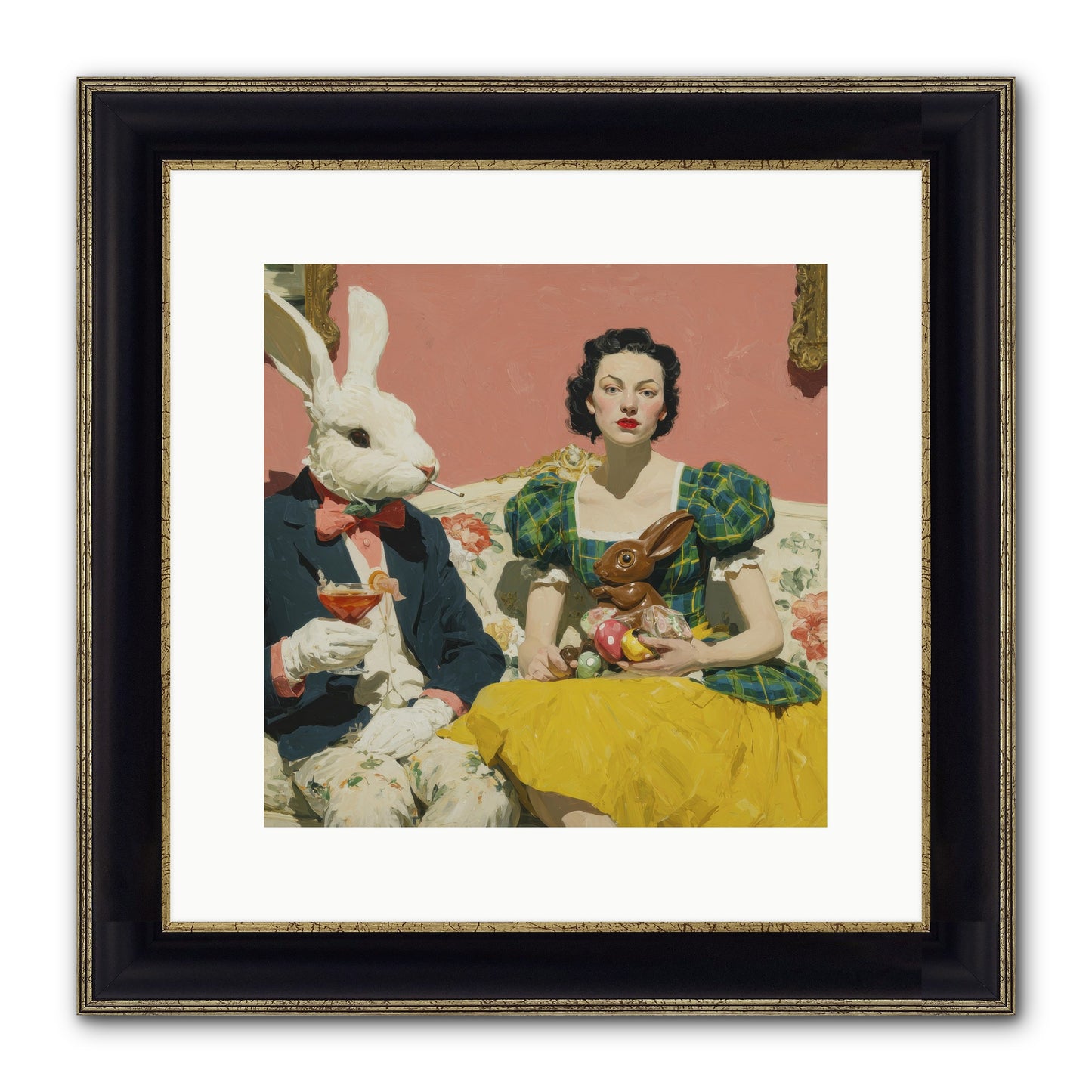 The Club Of Slight Excess Framed Print - Black & Gold 12x12