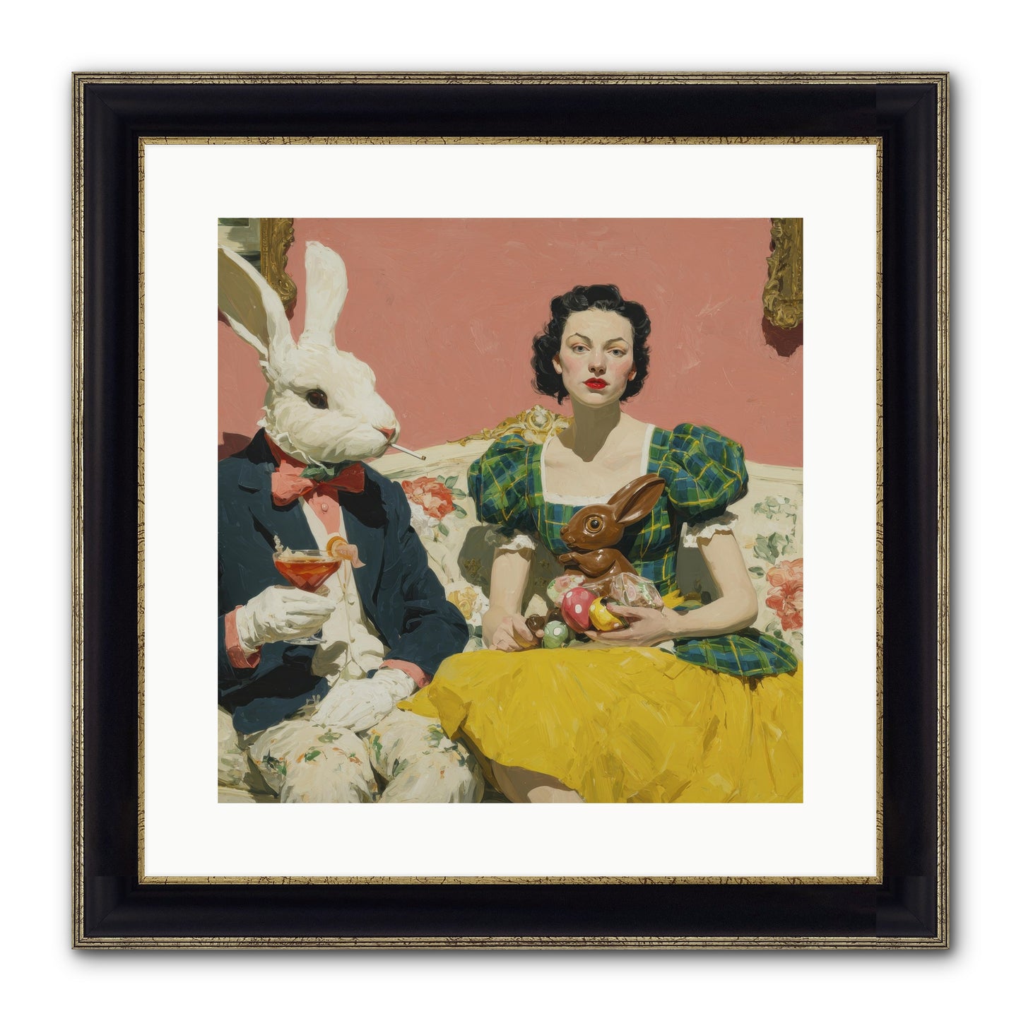 The Club Of Slight Excess Framed Print - Black & Gold 16x16