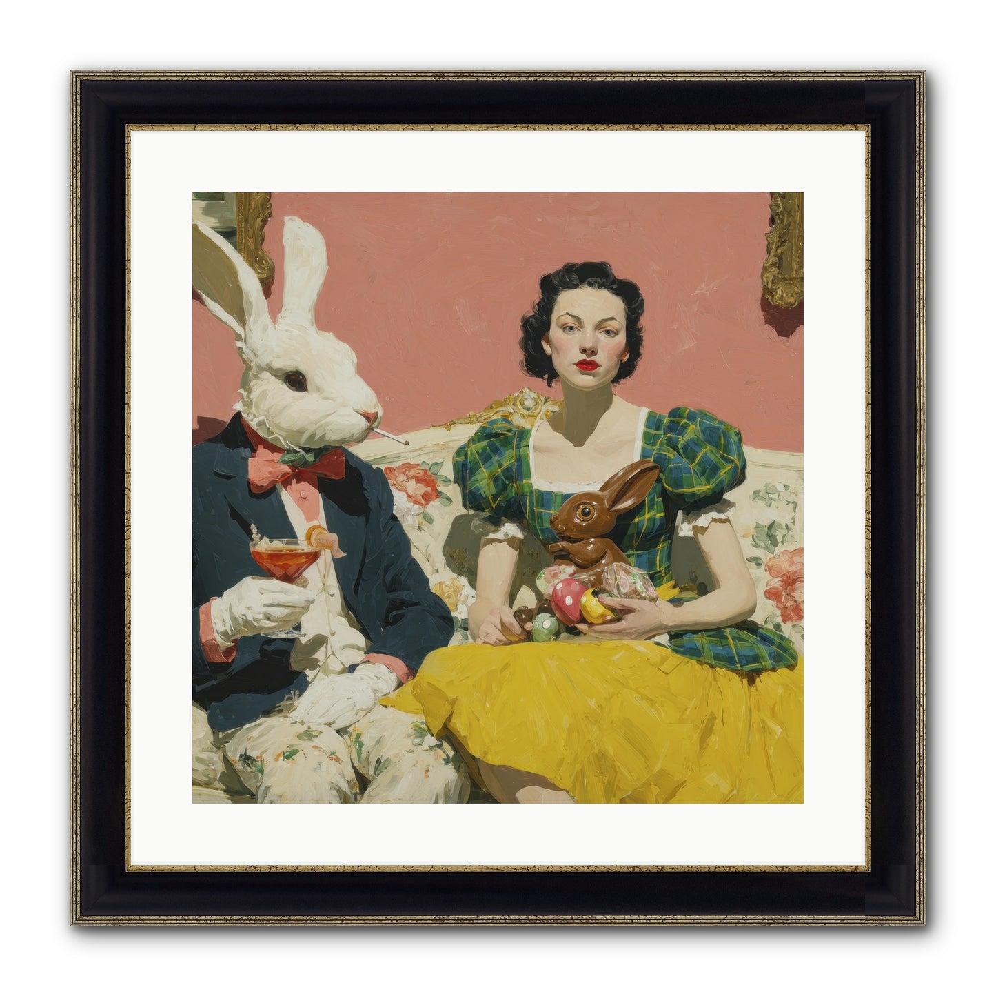 The Club Of Slight Excess Framed Print - Black & Gold 20x20