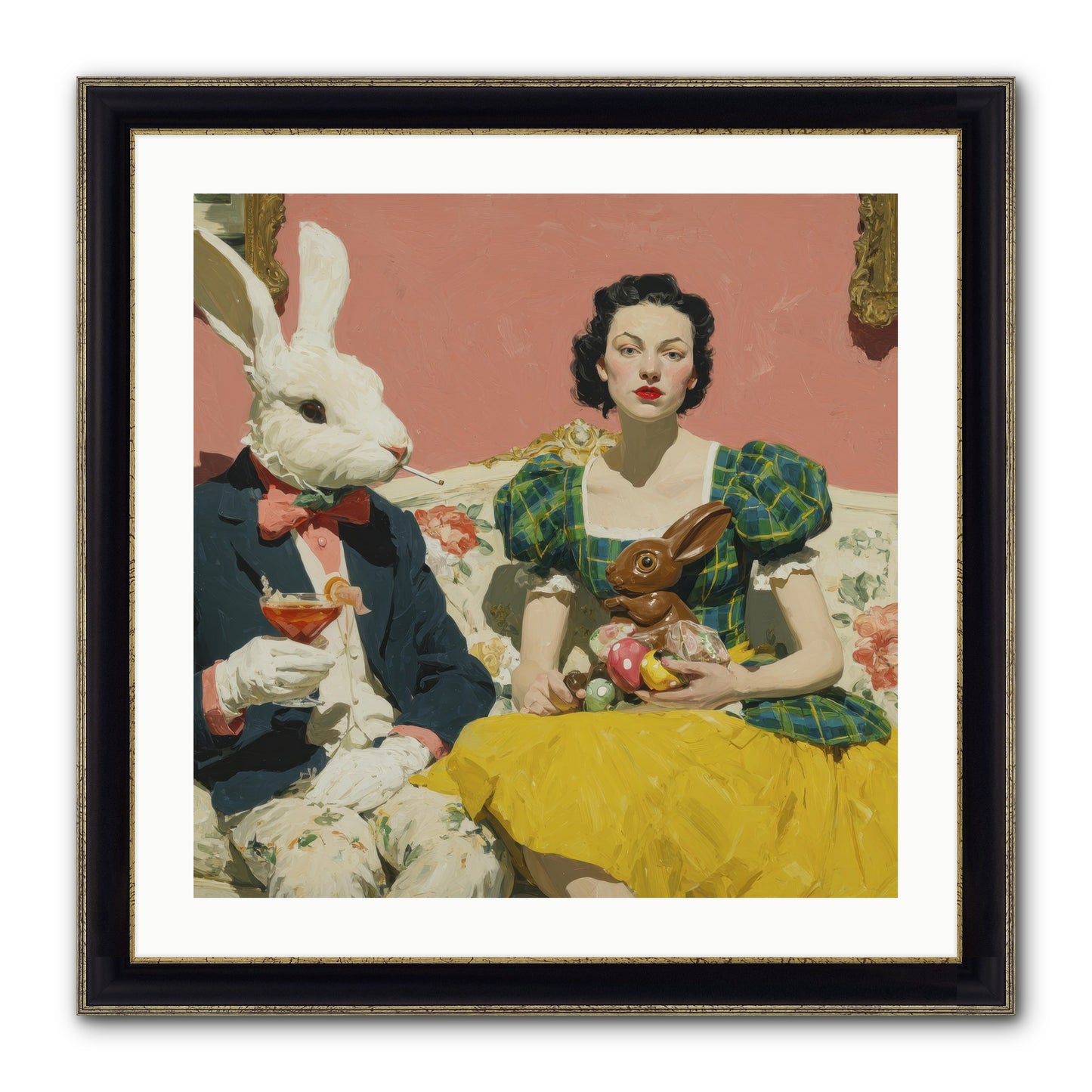 The Club Of Slight Excess Framed Print - Black & Gold 24x24