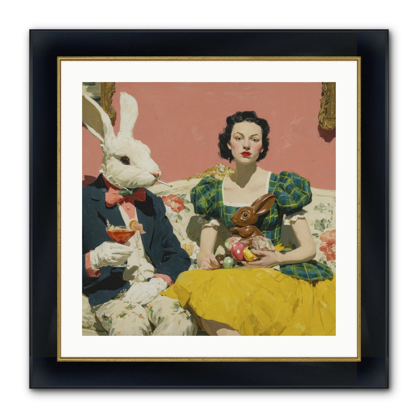 The Club Of Slight Excess Framed Print - Wide Black w/Gold 24x24