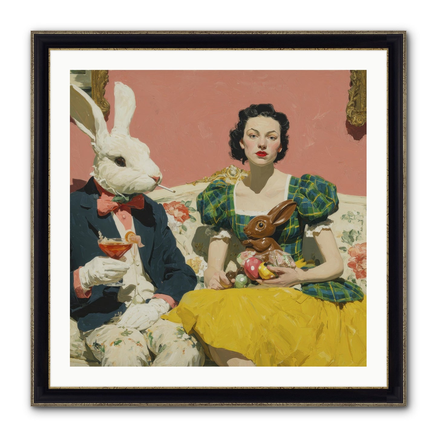 The Club Of Slight Excess Framed Print - Black & Gold 30x30